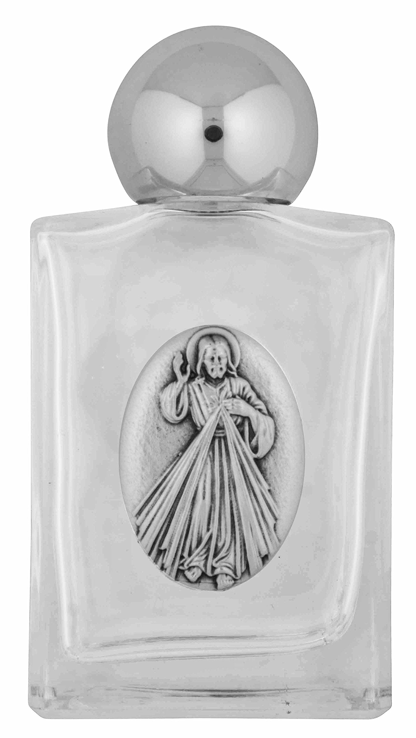 Venerare Catholic Glass Holy Water Bottle (Divine Mercy) | Small Portable Container for Blessed Water or Oils | Catholic Devotio