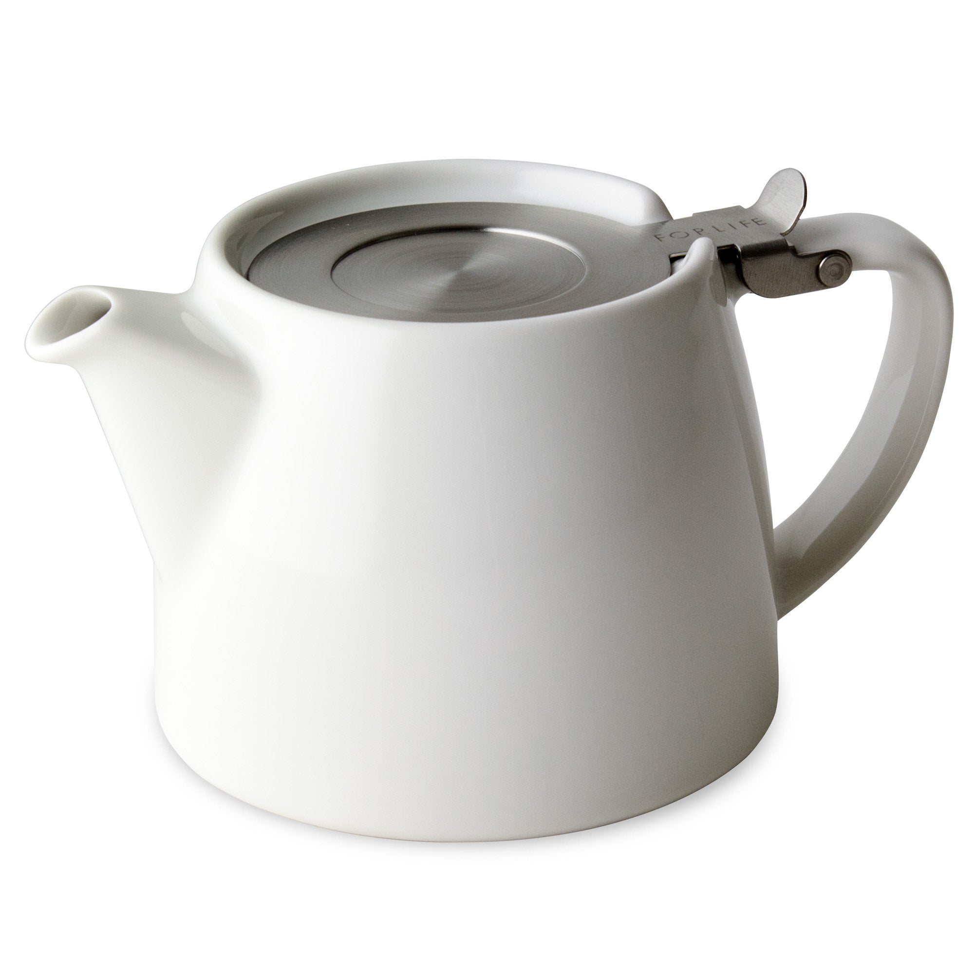 Forlife Stump Teapot With Sls Lid And Infuser, 18-Ounce, White