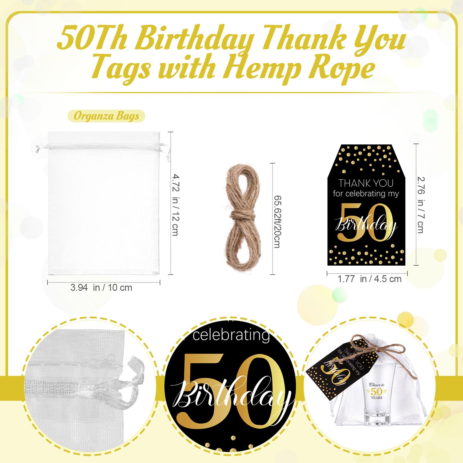 Pickmesh 50 Sets Black Gold Birthday Party Favors for Guests Souvenir Multicolor 50 Years Old Gift Bulk Acrylic Clear 1.2oz Shot