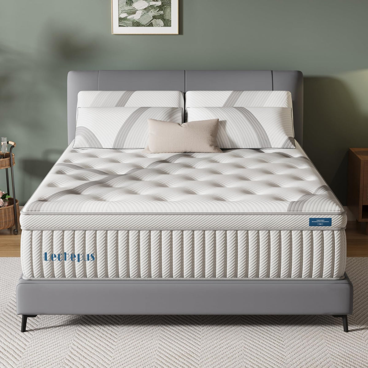 Lechepus California King Mattress,14Inch Memory Foam Hybrid Mattress With 7-Zone Pocket Spring,Cal King Size Mattress In Box, Me