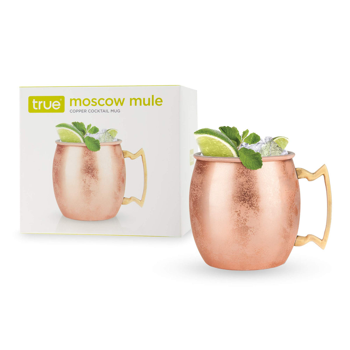 True Moscow Mule Mug, Stainless Steel, Copper Cups For Moscow Mules, Copper Bar Cart Accessories, 16 Oz, Set Of 1
