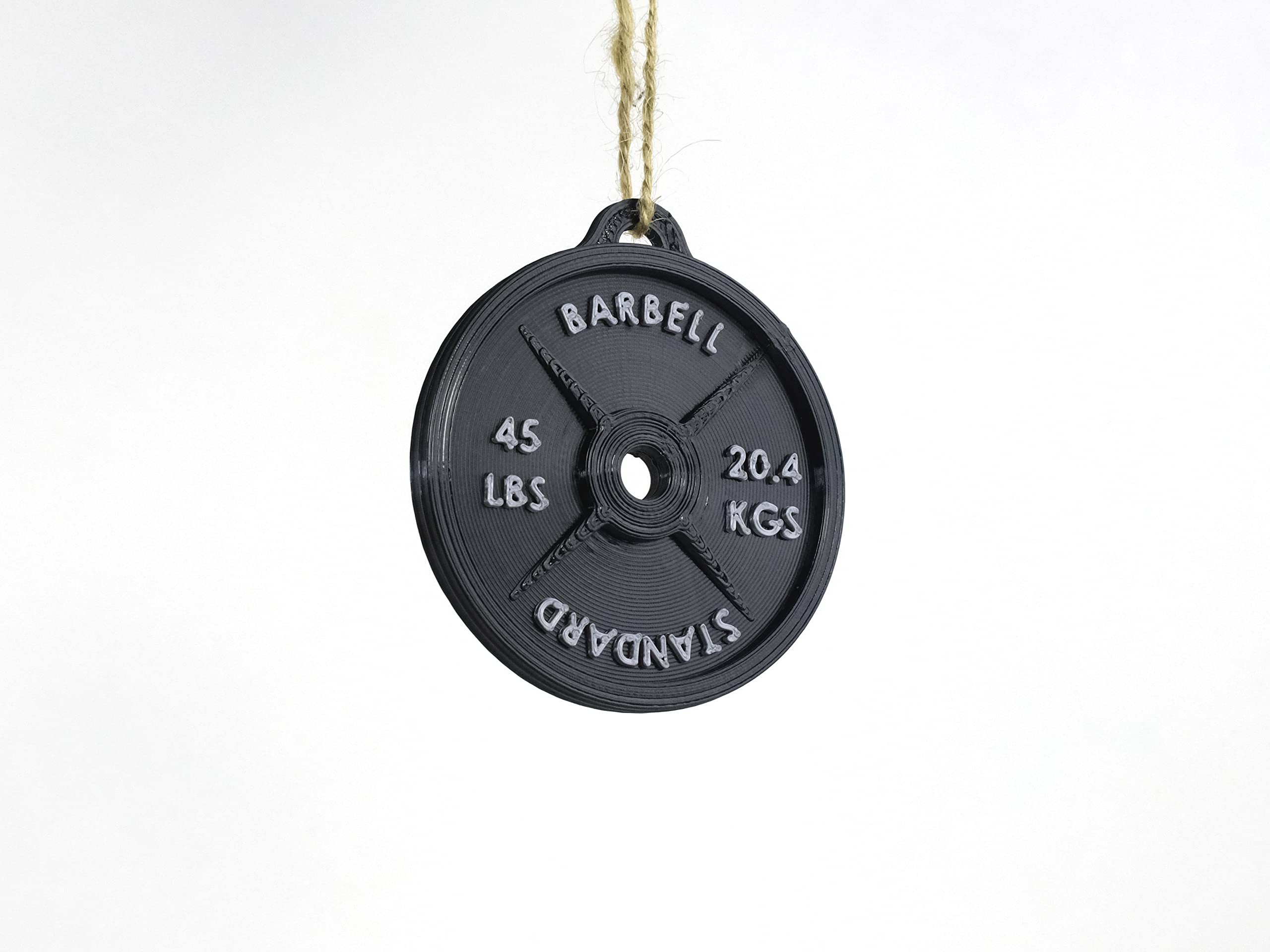 Weight Plate Ornament - 3D Printed (Black) for Christmas