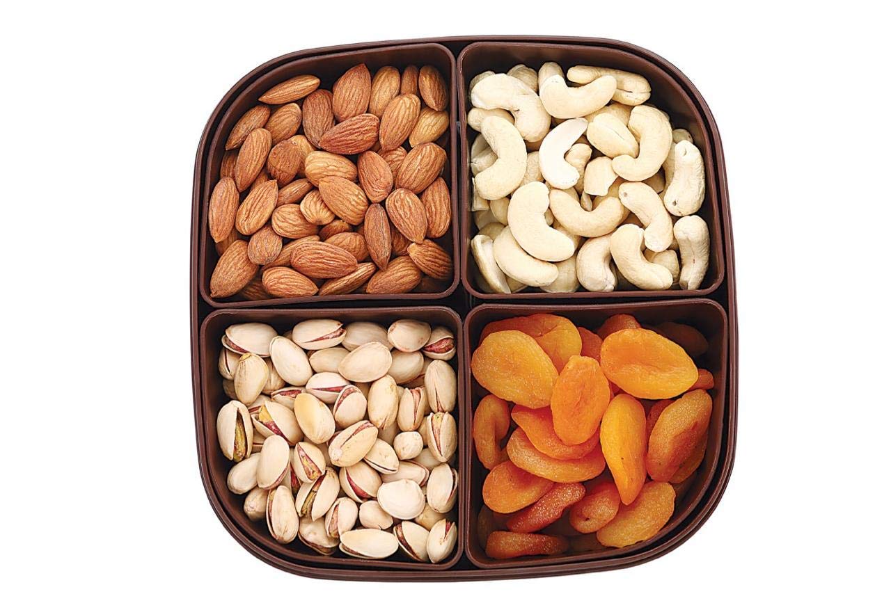 Household Culture Plastic Titan 4 Sections Multipurpose Dry Fruit Chocolates Sweet Box Set  Single