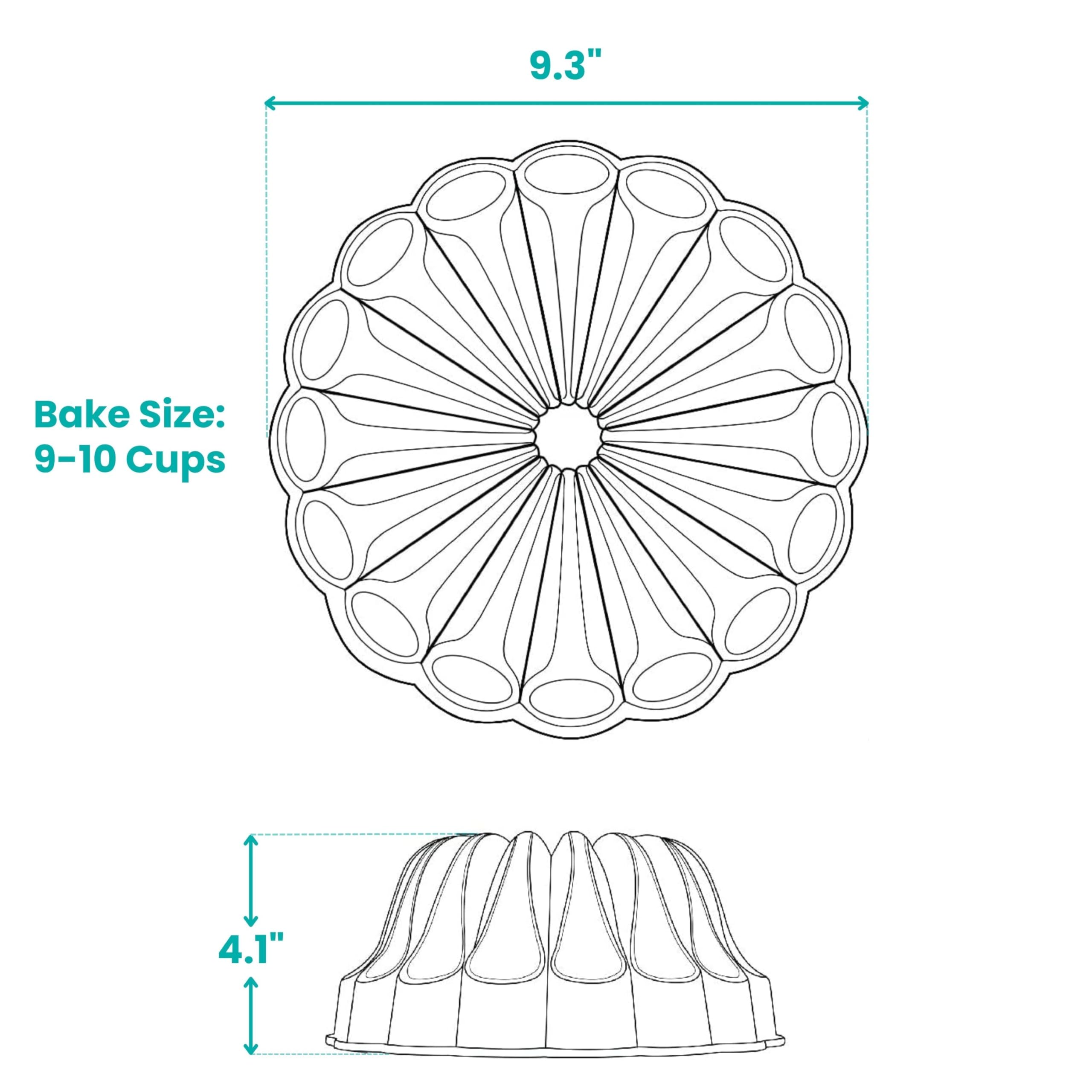Bakers Secret Nonstick Fluted Cake Pans, Perfect For Bundt Cakes, Die Cast Aluminum Cake Pans, 2 Layers Non-Stick Coating For Ea