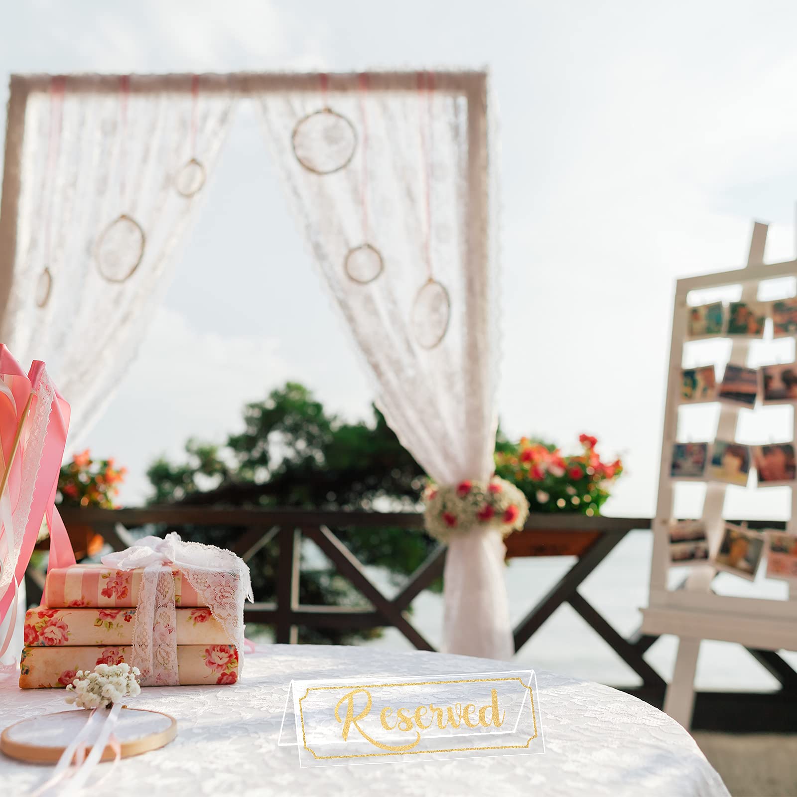 16 Pieces Reserved Sign Acrylic Clear Reserved Table Tent Signs Table Number Holders For Wedding Printed Seating Reservation Res