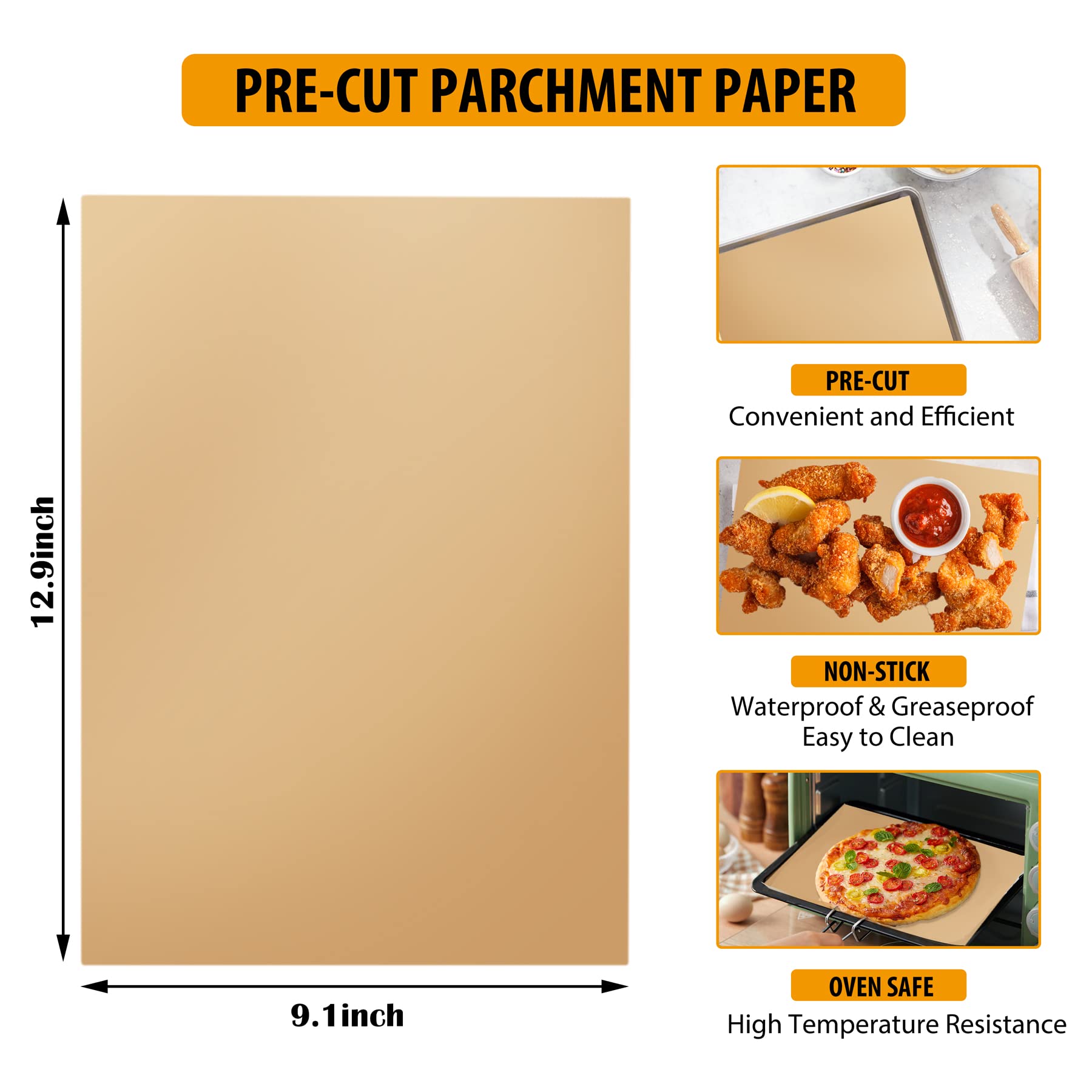 200 Pcs Parchment Paper Sheets 9 X 13 Inches, Precut Parchment Paper For Baking, Air Fryer Disposable Paper Liner, Hofhtd Non-St