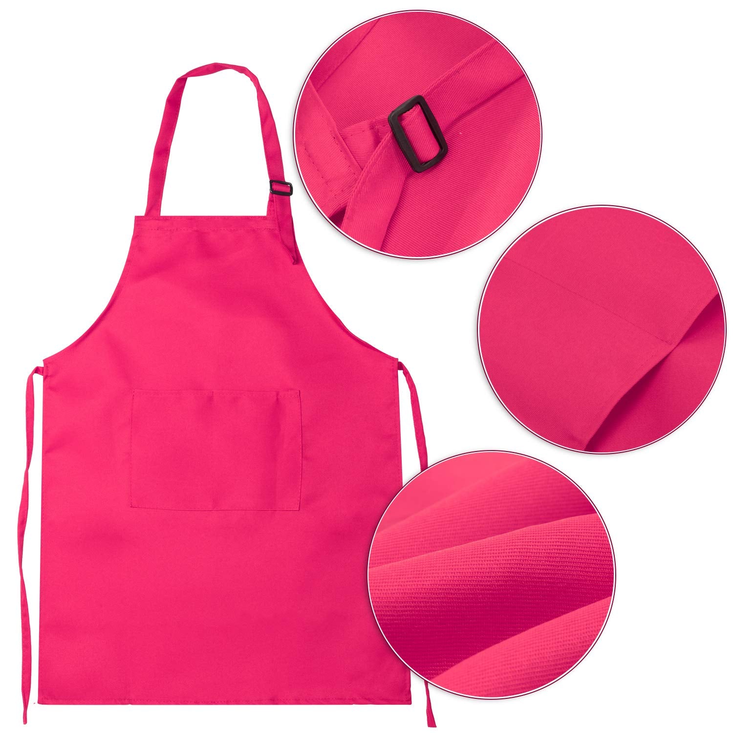 Syhood 6 Pieces Kids Apron With Pocket Adjustable Children Chef Apron For Baking Painting Cooking (Color 1, Large)
