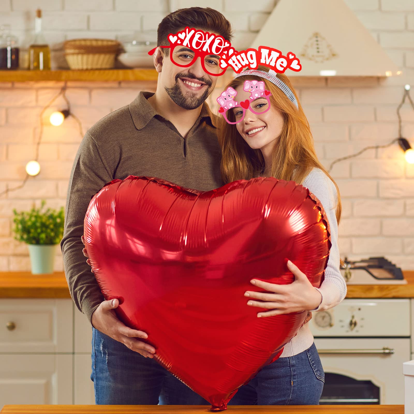 Kingdder 18 Pcs Valentine'S Day Headband And Eyeglasses Set, Valentines Glasses Photo Props Cupid Headband Heart Glasses For Kid