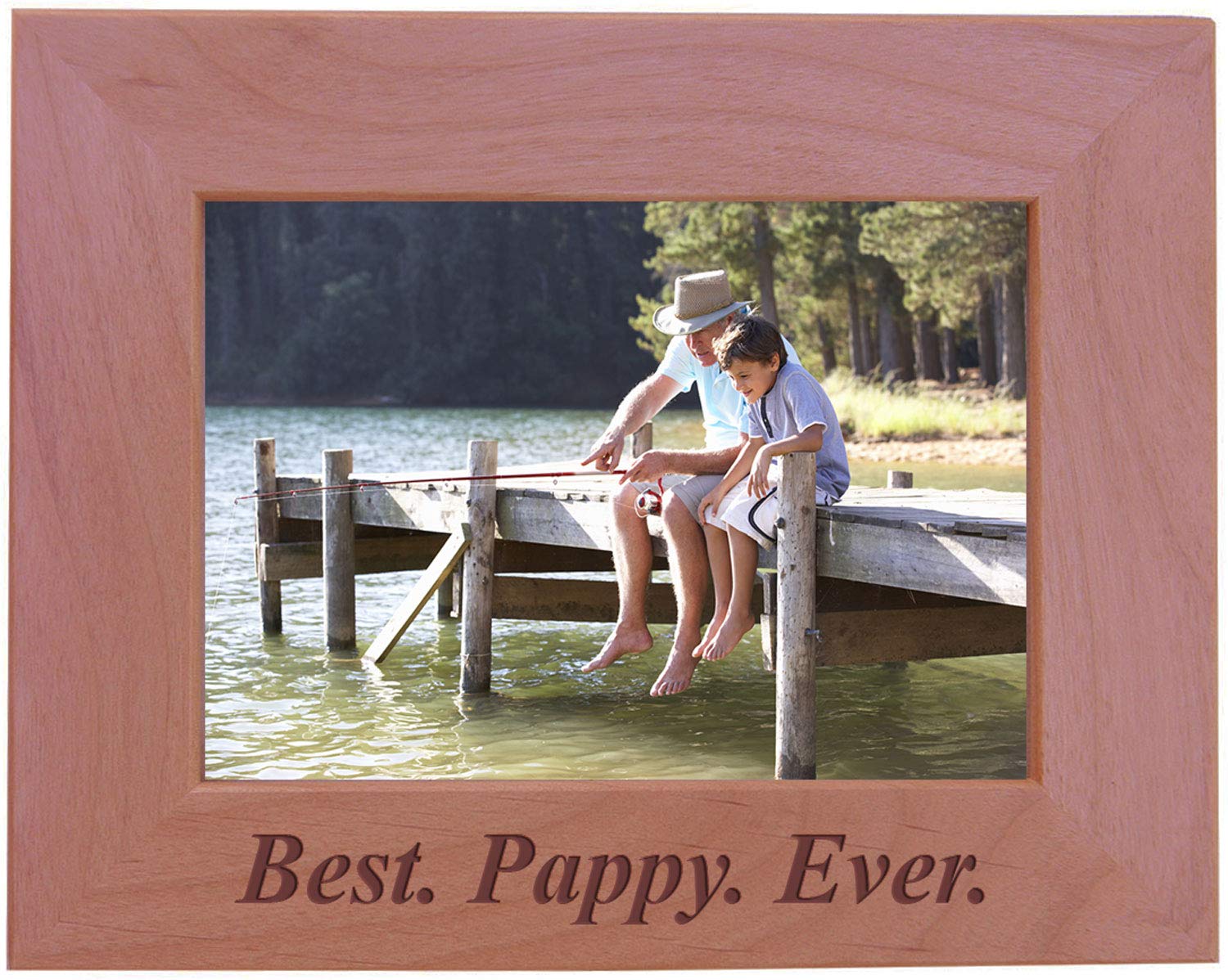 CustomGiftsNow Best Pappy Ever - Engraved Wood Picture Frame (5x7 Horizontal)