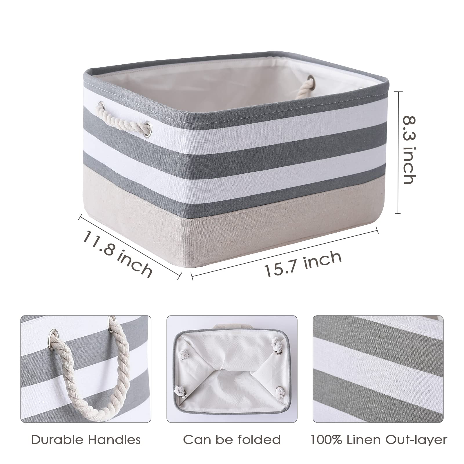 Thewarmhome Storage Basket Fabric Basket With Handles Dog Toy Basket Cloth Storage Bin Shelf Basket Decorative Storage Basket Sh