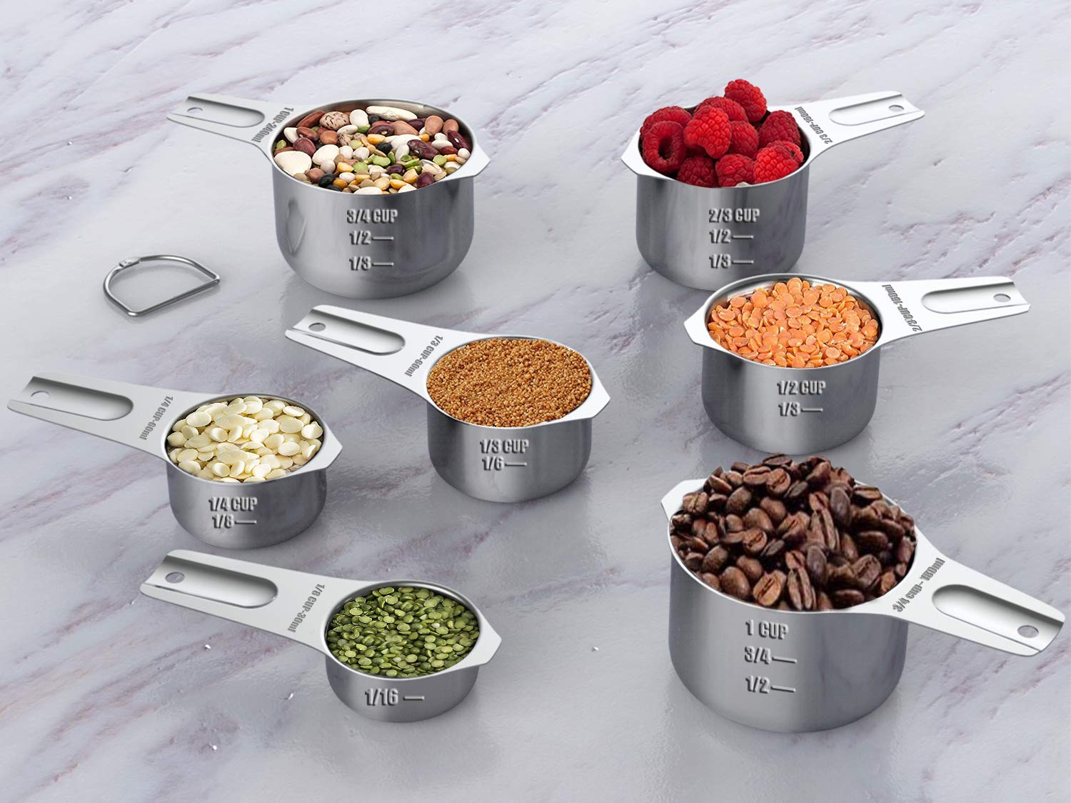 Stainless Steel Measuring Cups, Wildone Metal Measuring Cups Set With Easy To Read Markings For Measuring Dry Or Liquid Ingredie