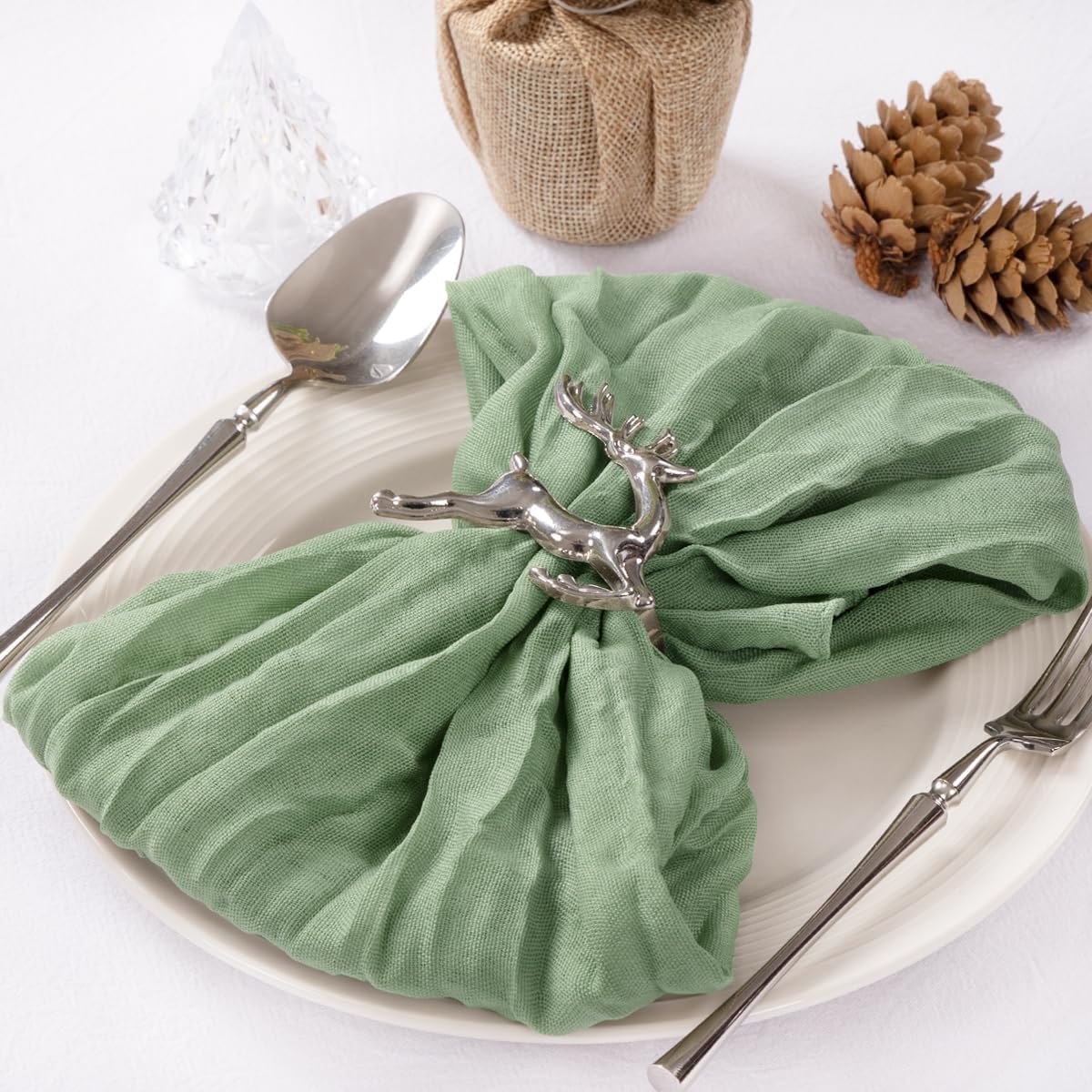 Mlmc St. Patrick'S Day Cheese Cloth Napkins Set Of 10 Sage Green Napkins Gauze Cheesecloth Napkins 21''X21'' Rustic Reusable Nap