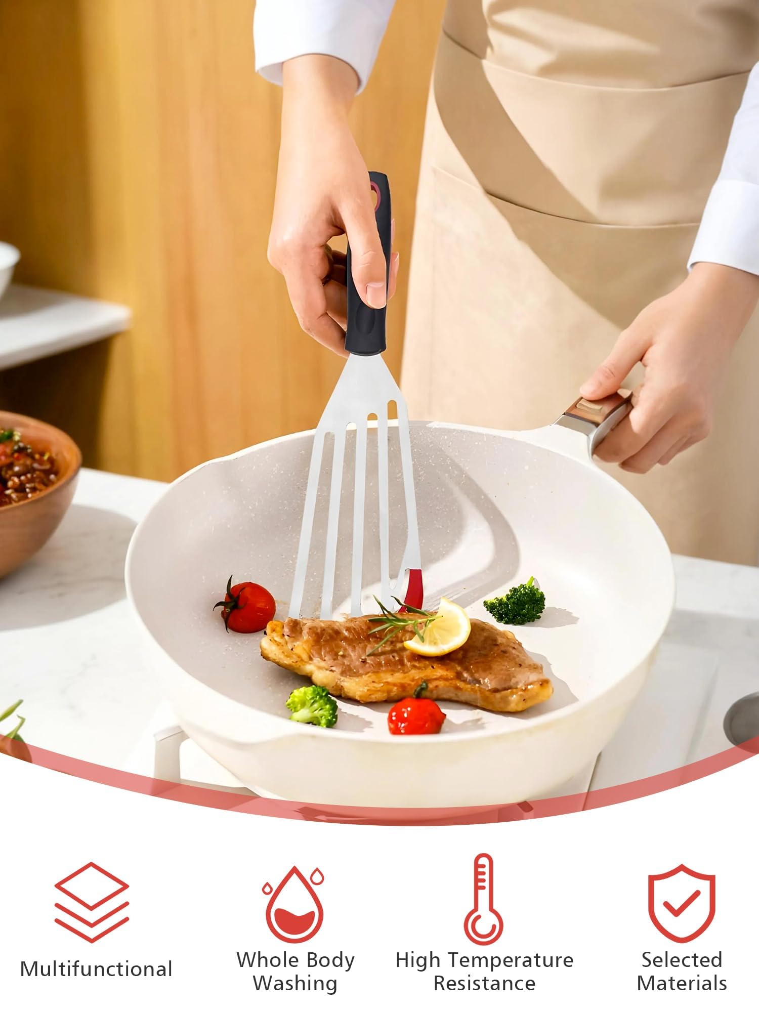 Lx Fish Spatula Fish Turner Spatula For Fish Metal Spatula, Silicone Fish Turner, Fish Flipper - Ideal For Grilling And Omelette