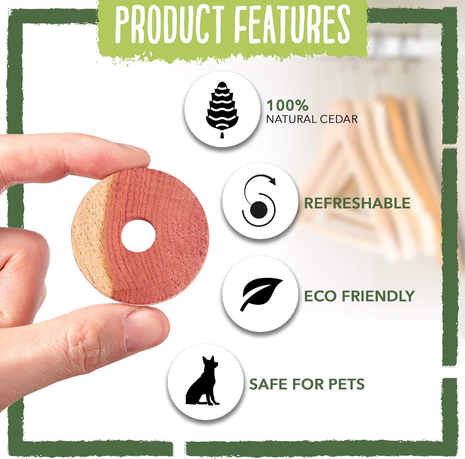 Ecokiwi Cedar Blocks For Clothes Storage - 28 Pack Cedar Rings - 100% Natural Aromatic Cedar For Closets & Drawers - Red Cedarwo