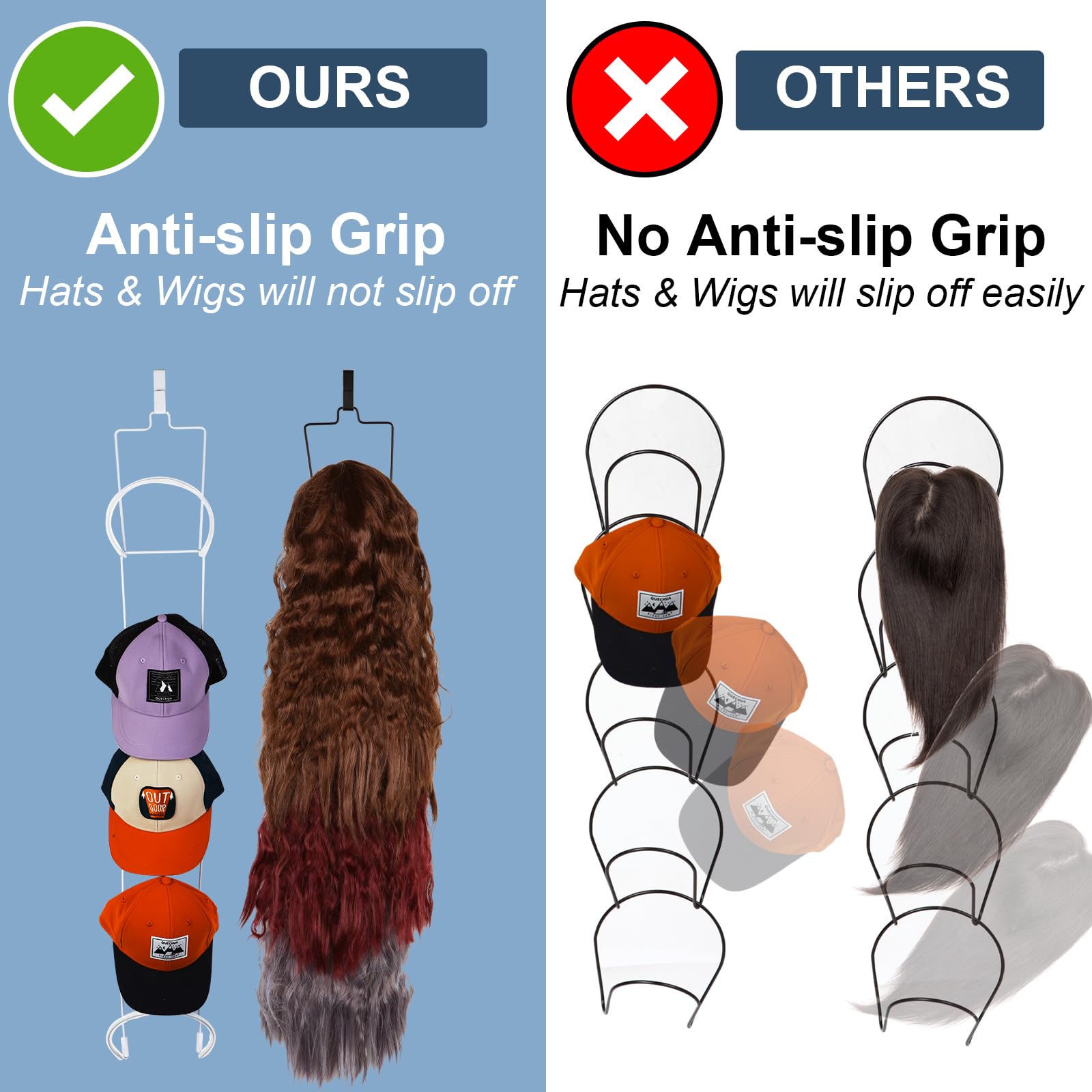 Livememory Wigs Holder, Hanging Hat Rack Wigs Storage Hanger Hat Organizer for Door, Wall, Closet, Bathroom,10pack (White)