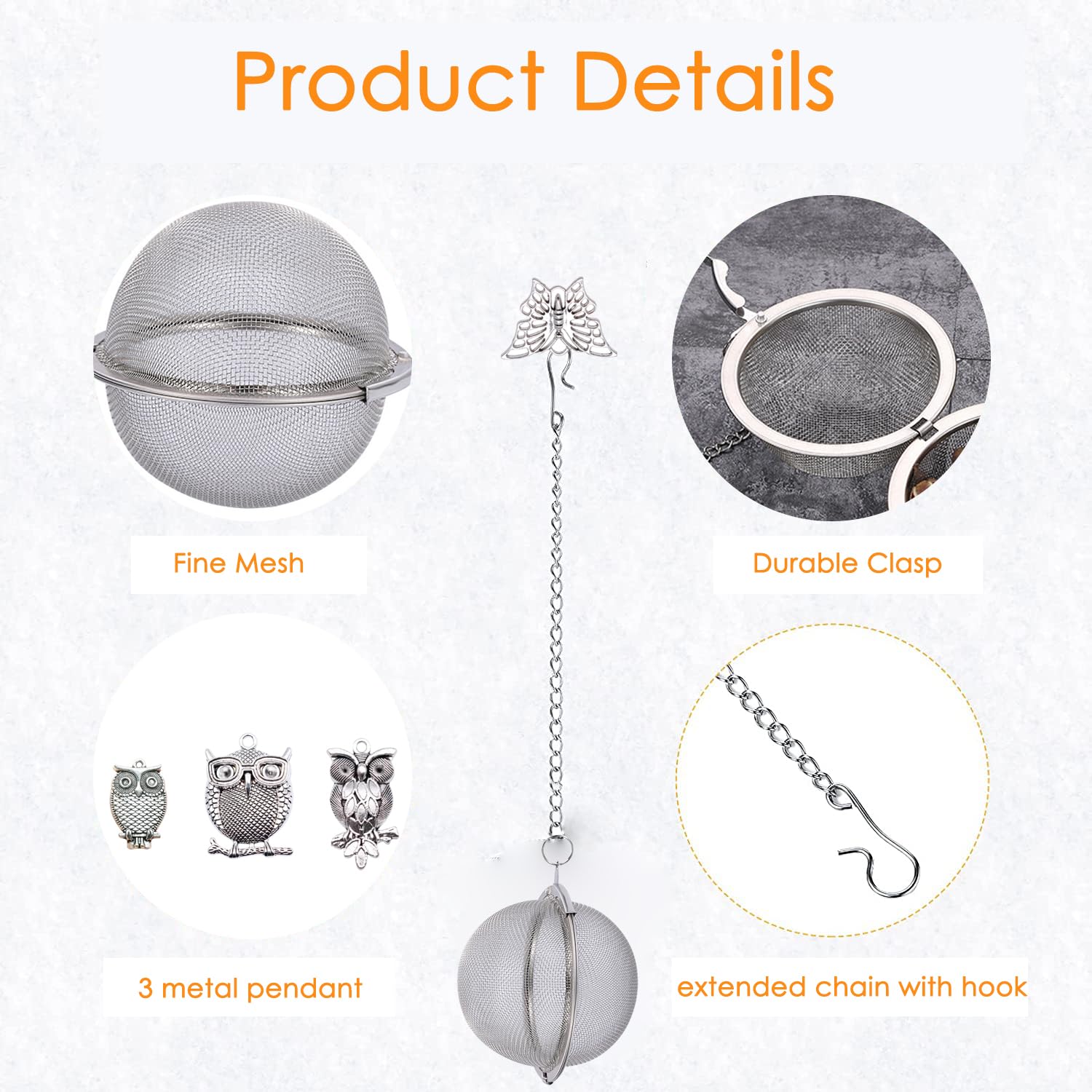 Tea Infusers For Loose Tea 3 Sets Tea Infuser Loose Leaf Tea Steeper Tea Stainless Steel Ball Mesh Tea Strainer Filters With Crt