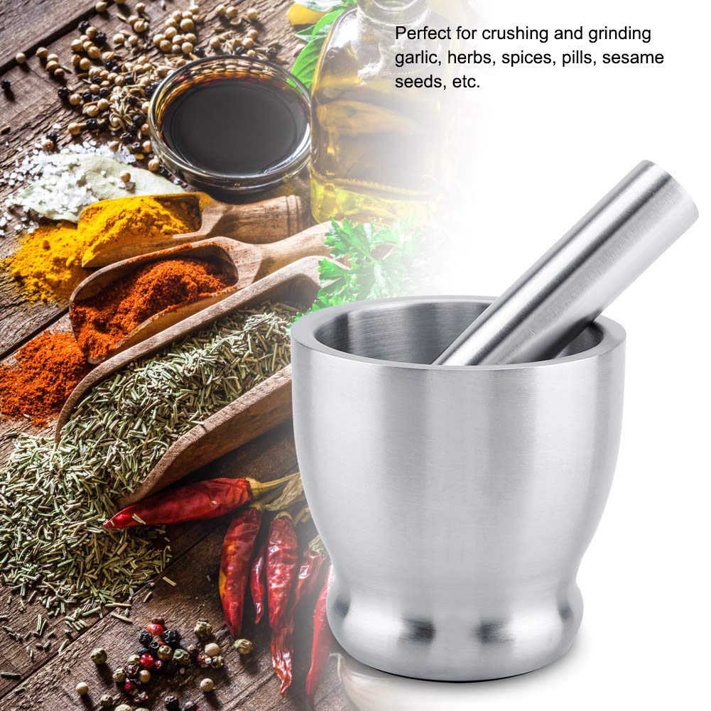 Stainless Steel Mortar And Pestle Set, Pill Crusher, Heavy Duty Kitchen Grinding Bowl Grinding Tool For Grinding Spices Seasonin