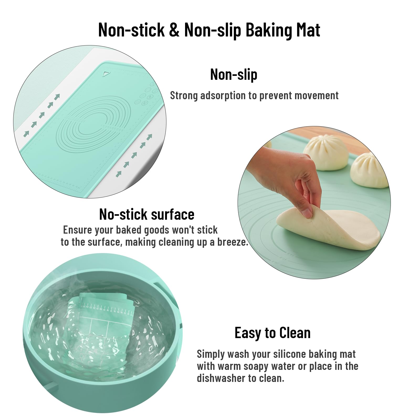 Silicone Baking Mat, 20''X28'' Extra Large Non-Stick Silicone Mat With High Edge, Food Grade Silicone Dough Rolling Mat For Maki