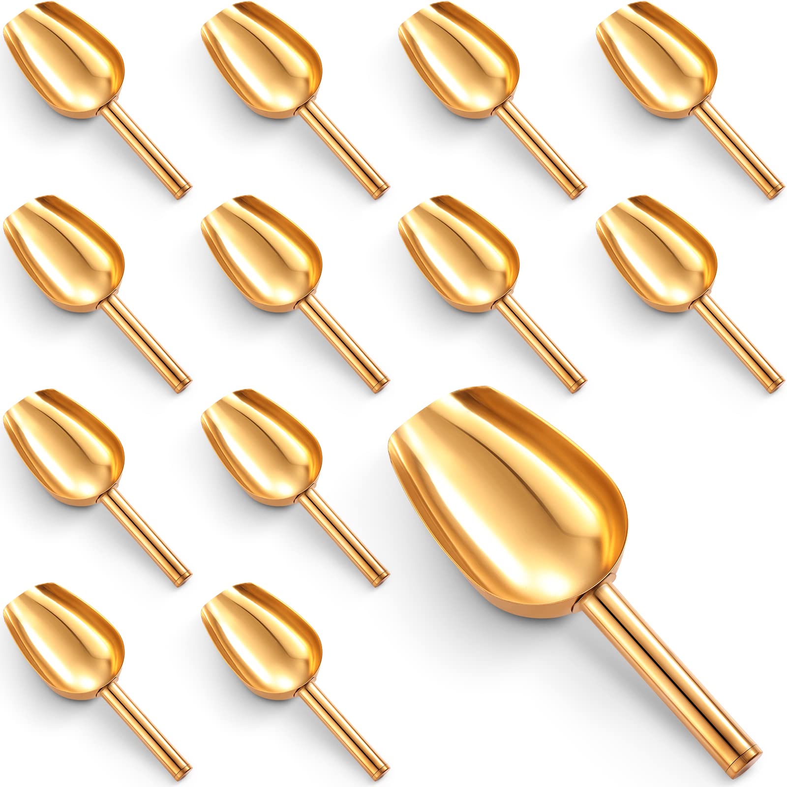 Roshtia 12 Pcs Gold Ice Scoops 5 Oz Stainless Steel Mini Scoop Candy Scoops For Kitchen Dispenser Buffet Jars, Scooping Coffee B