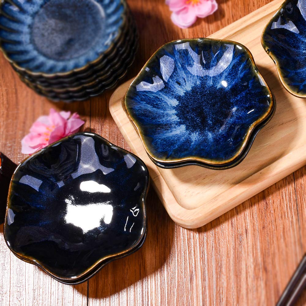 Bosili Japanese Blue Soy Sauce Dishes Vintage Ceramic Dipping Sauce Dish Bowl Set Of 5 Asian Sauce Bowls For Sushi Sauce Side Di
