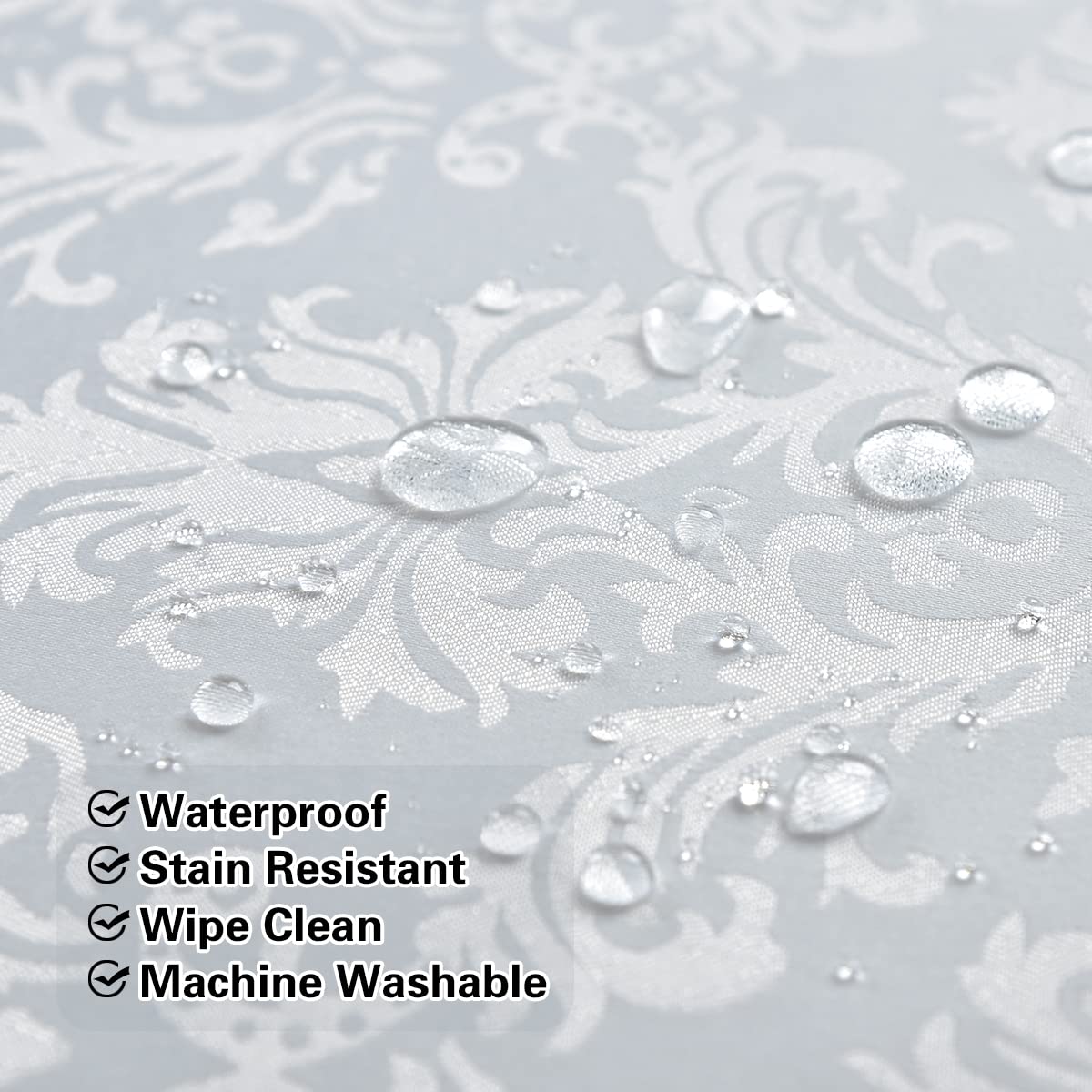 Sastybale White Tablecloth Rectangle 60 X 120 Inch Jacquard Damask Tablecloth, Spill Proof & Wrinkle Free Table Cloth, Heavy Dut