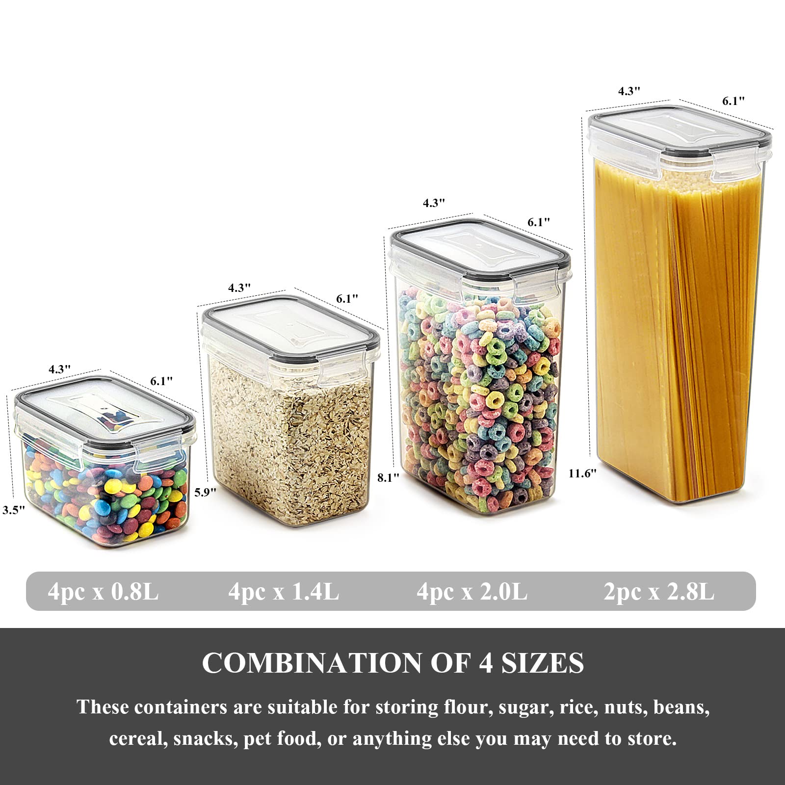 Wildone Airtight Food Storage Containers With Lids, 14Pc Plastic Kitchen Storage Containers For Pantry Organization And Storage,