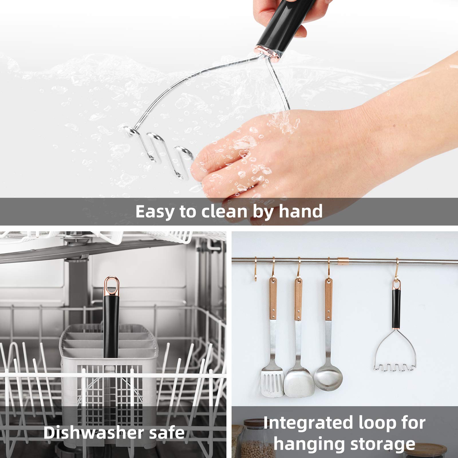 Alinnart Potato Masher, Potato Masher Stainless Steel, Heavy Duty Mashed Potatoes Masher, Professional Metal Wire Masher Kitchen