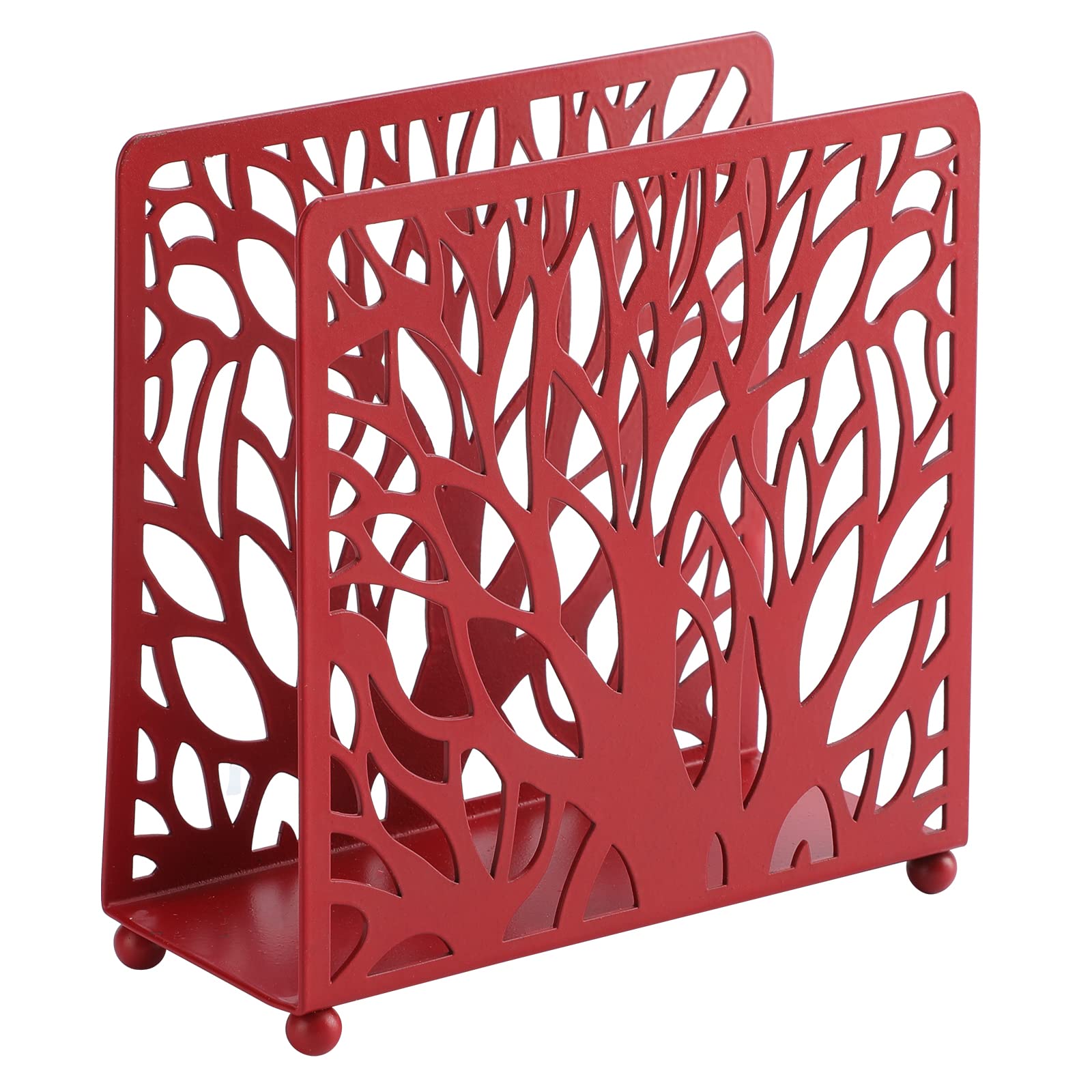 Farmhouse Red Napkin Holder For Tabletop Decor And Kitchen, Metal Table Napkin Holder Stand For Home Restaurant Picnic Party