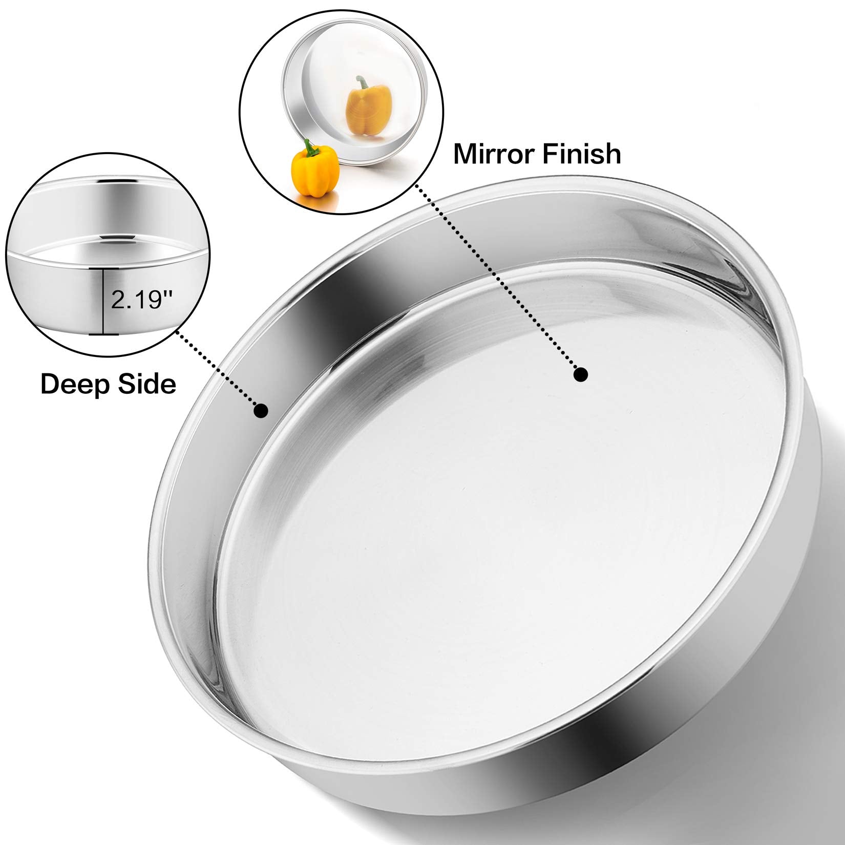 P&P Chef 11 Inch Cake Pan Set Of 3, Stainless Steel Large Round Baking Pans, For Birthday Weeding Thanksgiving, Non Toxic & Heal