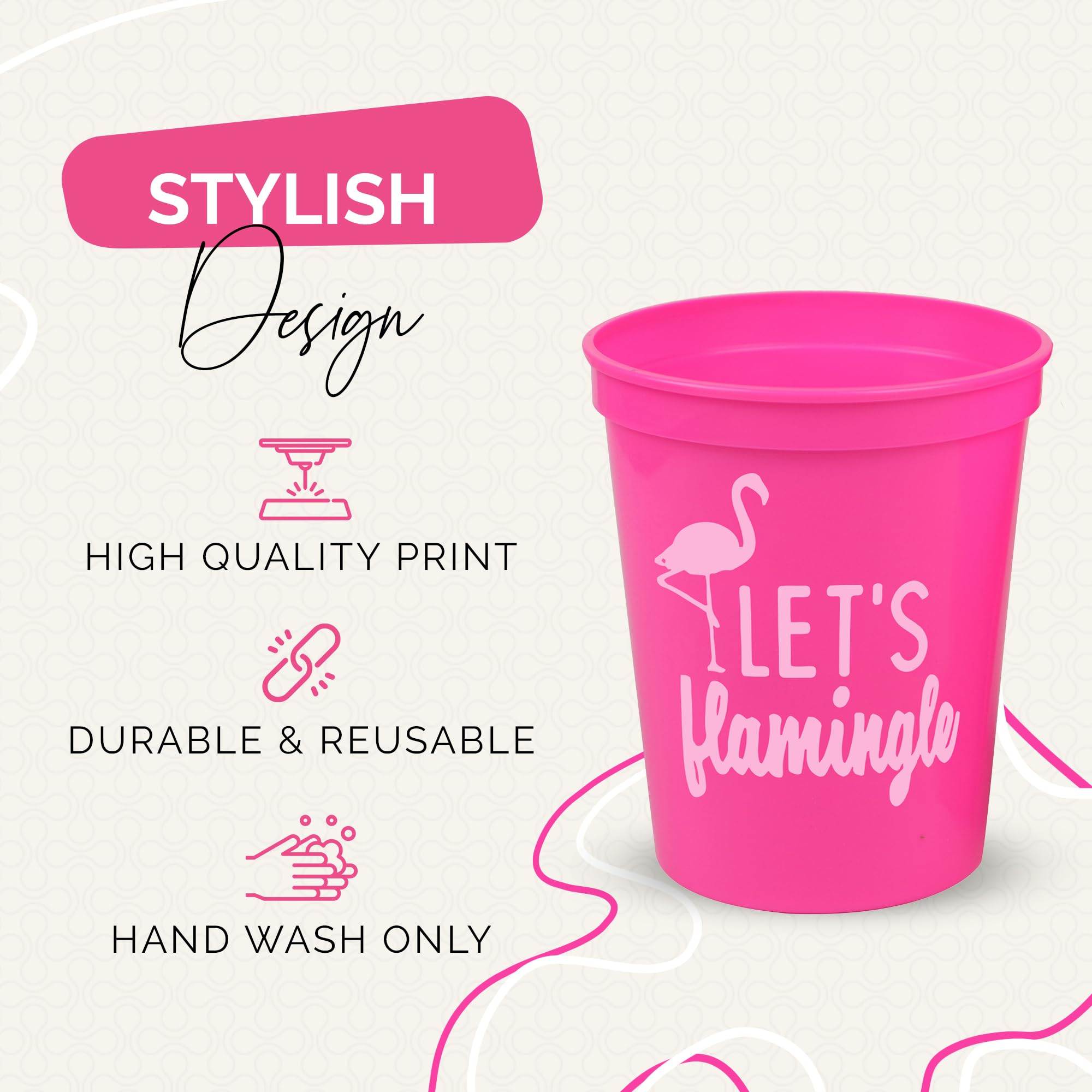 Let'S Flamingle! Set Of 12 Pink Or White 16Oz Stadium Cups, Flamingo Party Supplies Perfect For Birthday Party, Bachelorette Par