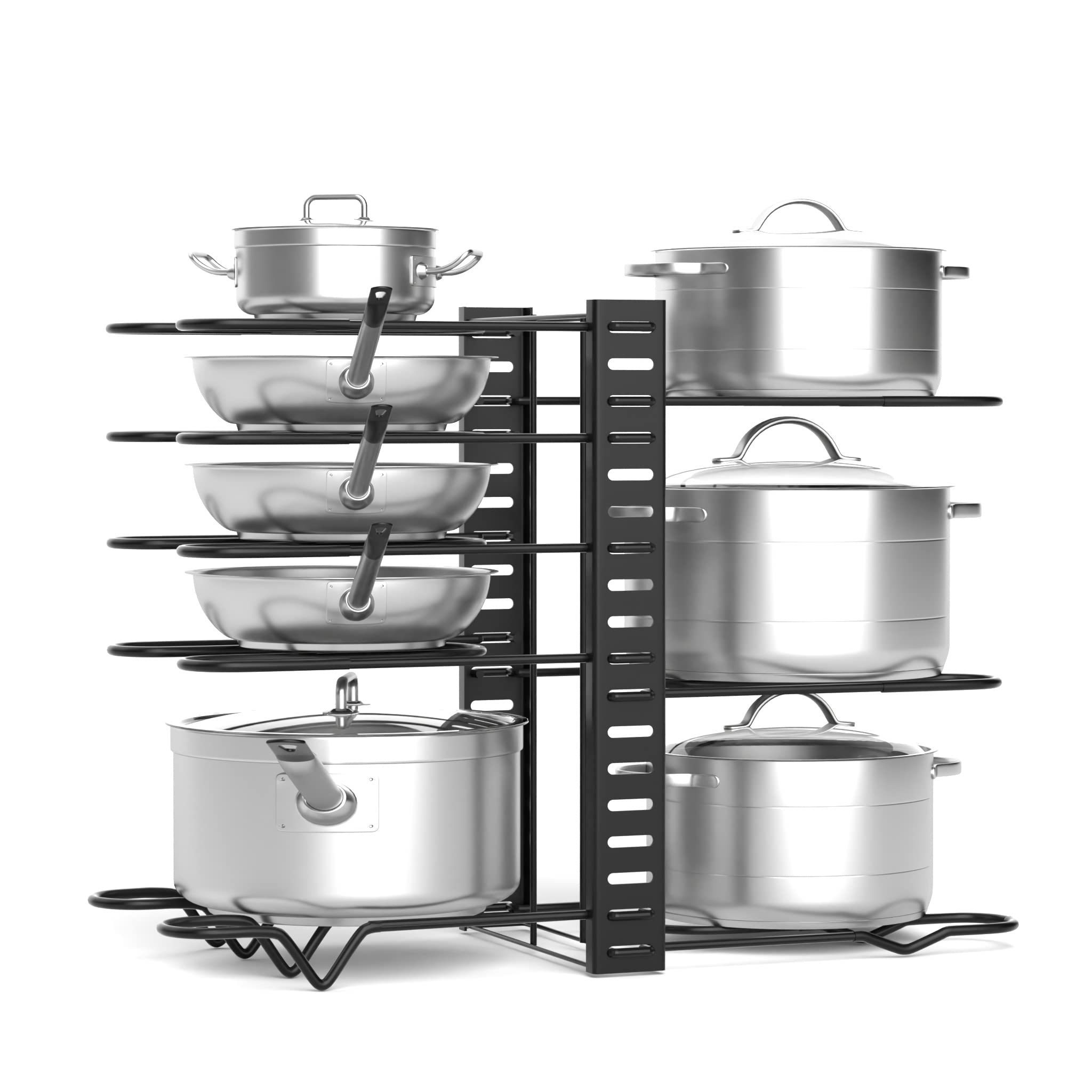 Zhoho Tant Pan Organizer Rack For Cabinet Pot Rack With 3 Diy Methods 8 Tiers Adjustable Pots And Pans Organizer Under Cabinet F