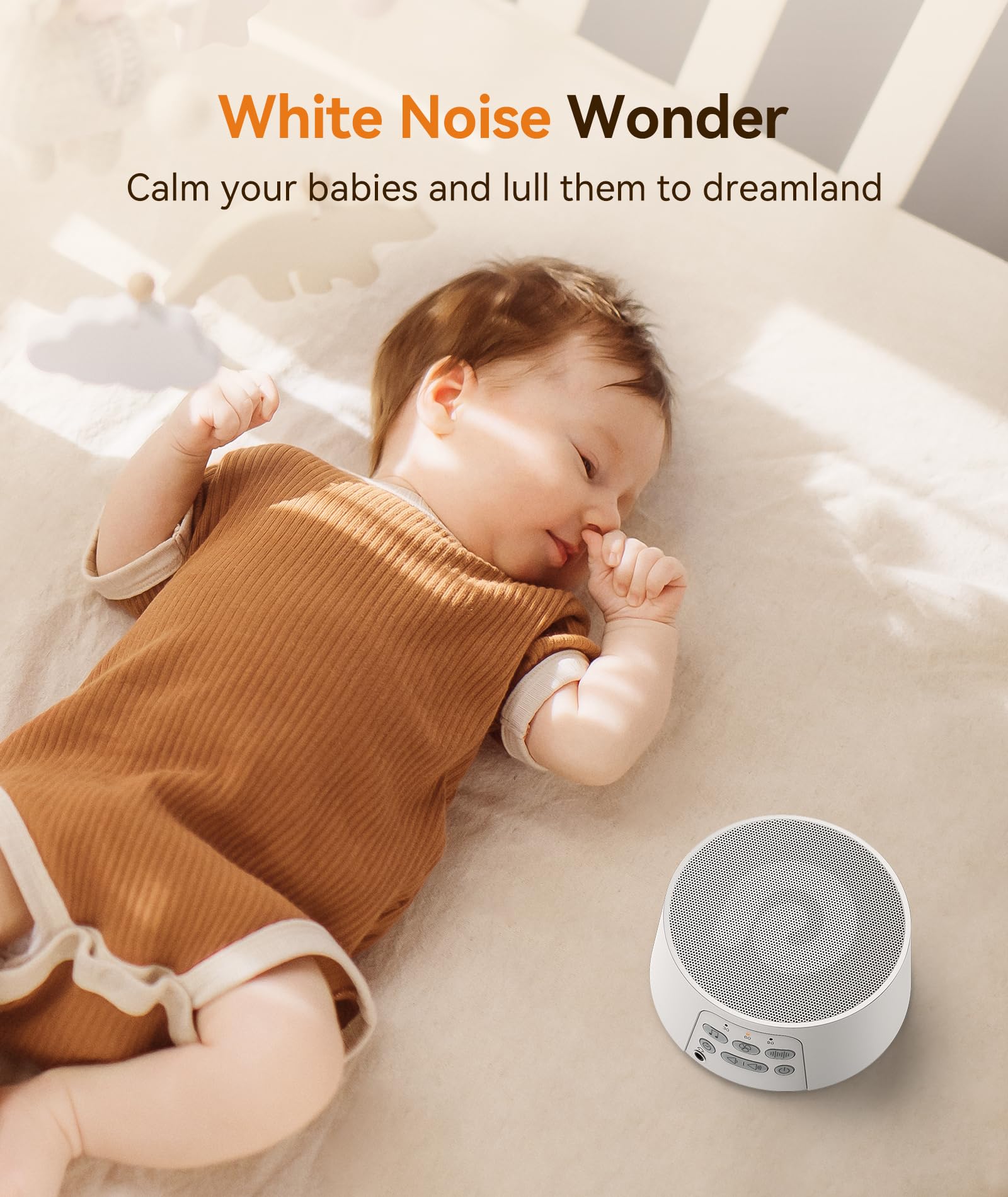 Dreamegg D3 Pro White Noise Sound Machine, 29 HiFi Sounds, Portable for Adults & Babies, Battery/Adapter, White