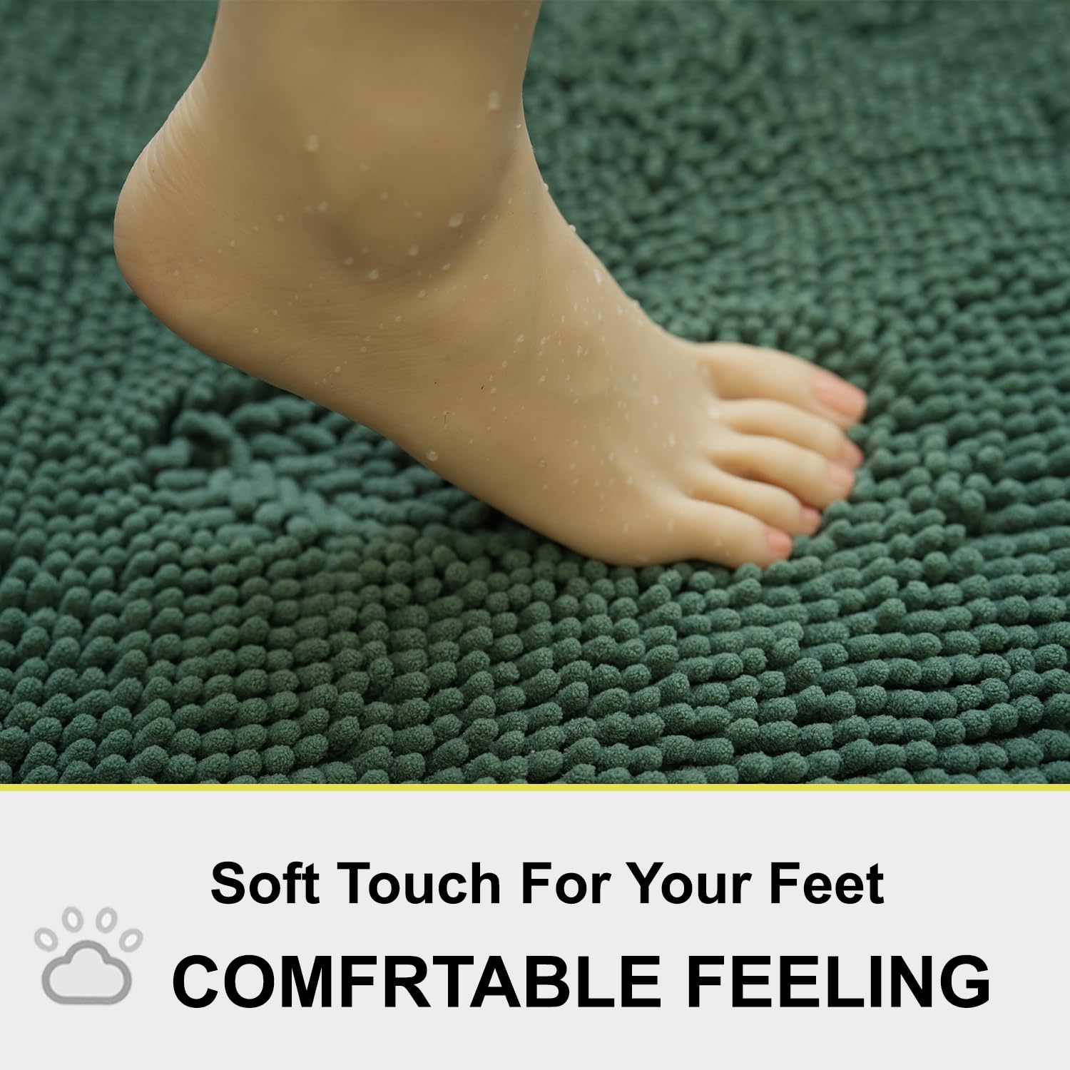 Boankodu Bathroom Rugs Sets 2 Piece, Extra Soft Chenille Bath Mat Absorbent Bathroom Rug, Bathroom Mat With Pvc Non-Slip Bottom,