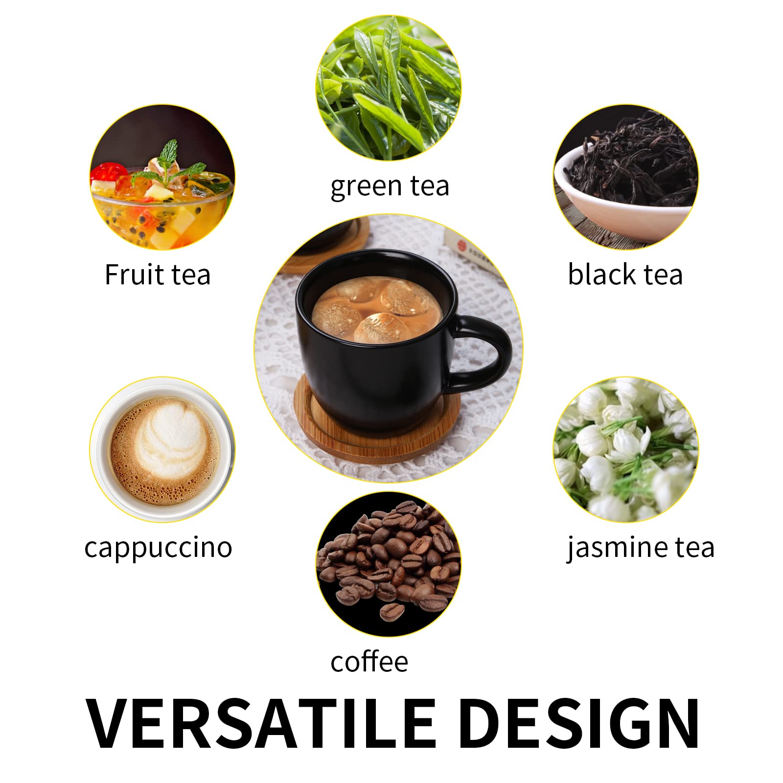 Hasense 4 Oz Espresso Cups And Saucers Set Of 6, Demitasse Cups With Handle For Coffee Drinks, Latte, Cappuccino, Cafe Mocha And