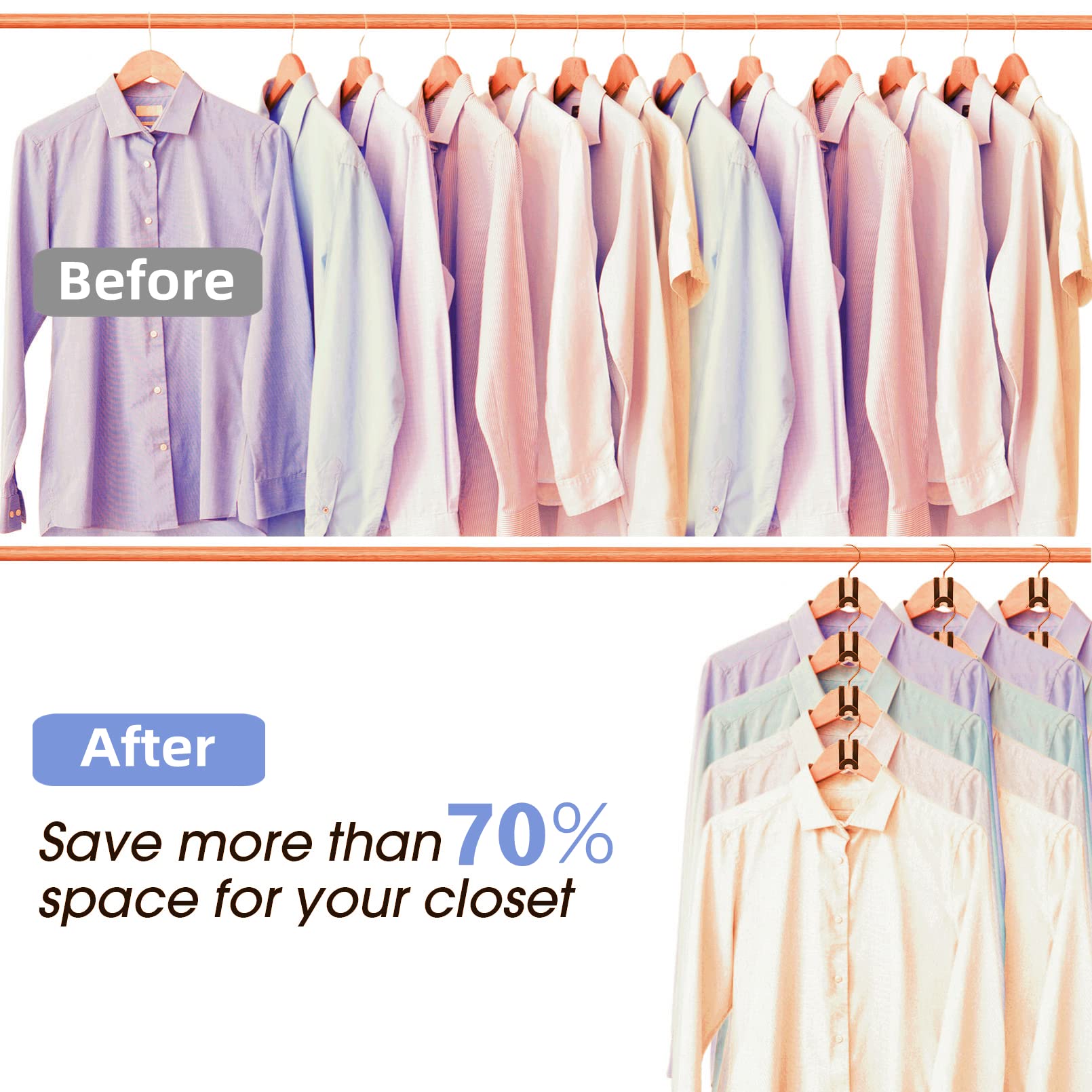 Besslly 100Pcs Clothes Hanger Connector Hooks, Plastic Space Saving Heavy Duty Hanger Extender Clips For Closet Organizers, Blac