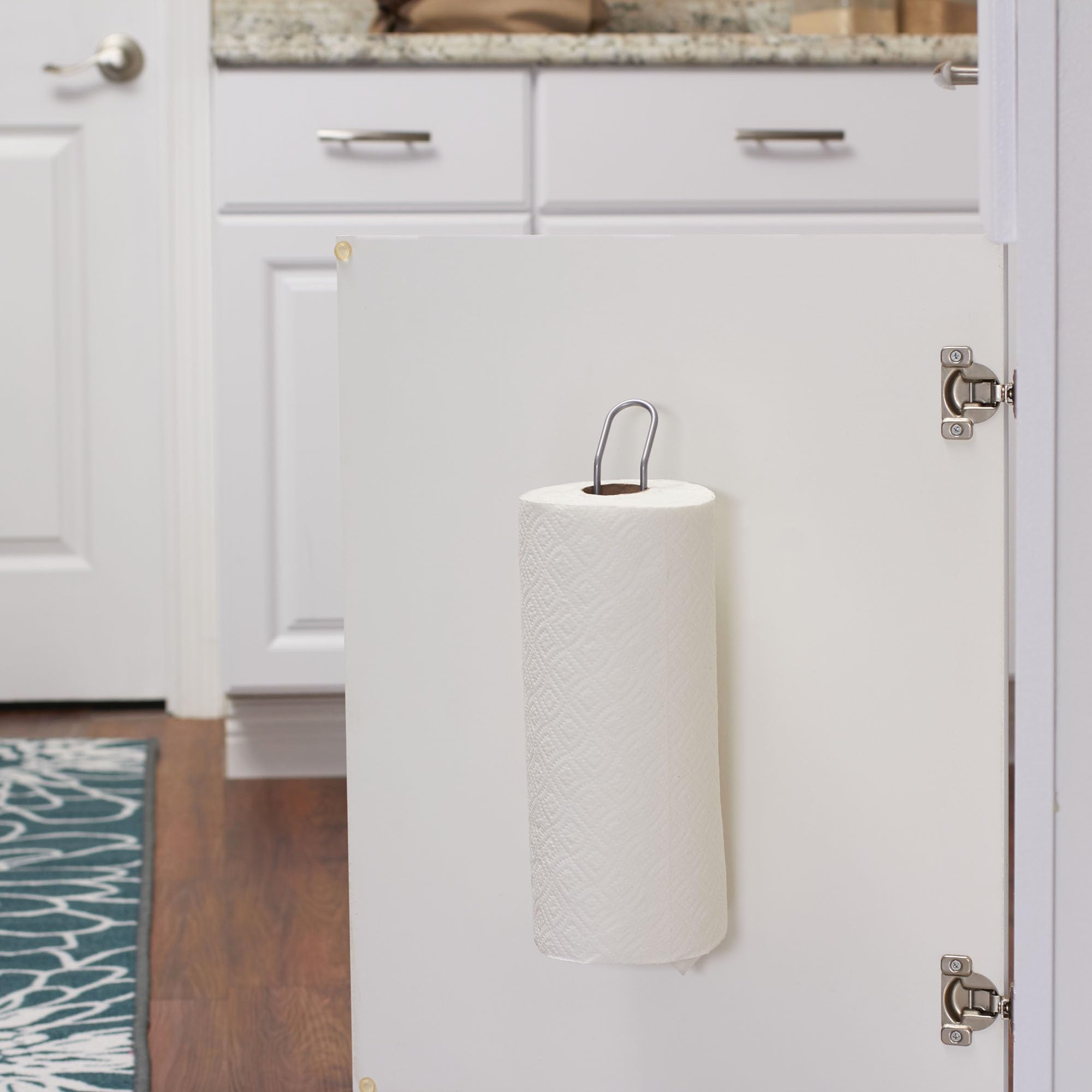Household Essentials 1225-1 Mounted Paper Towel Holder | Mounts To Solid Cabinet Doors Or Walls, Nickel