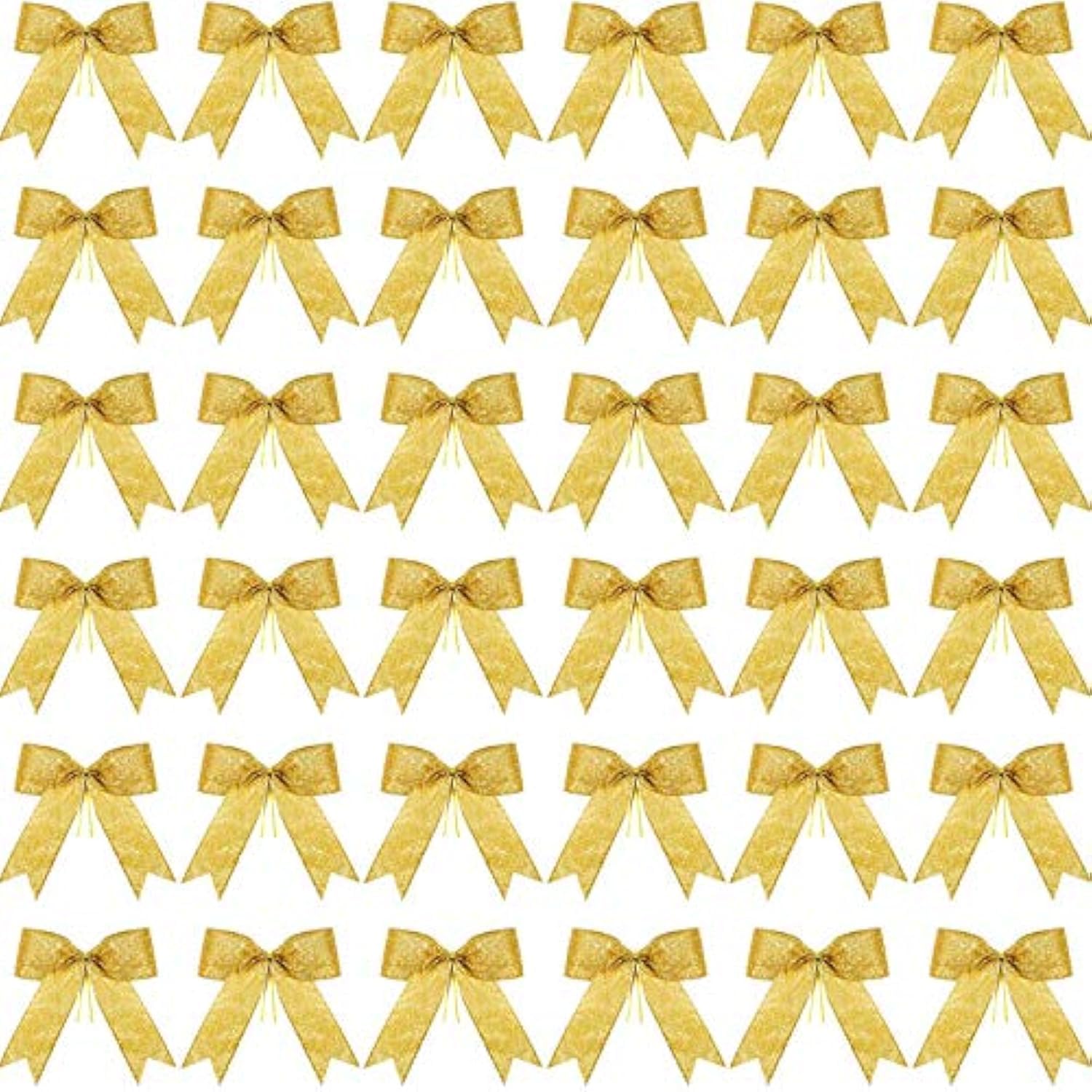 Sumind 36 Pieces 5 x 4 Inch Glitter Bow Tie Ribbon Twist Tie Bows for Treat Bags Gift Wrapping Basket Wedding Shower Birthday Ch