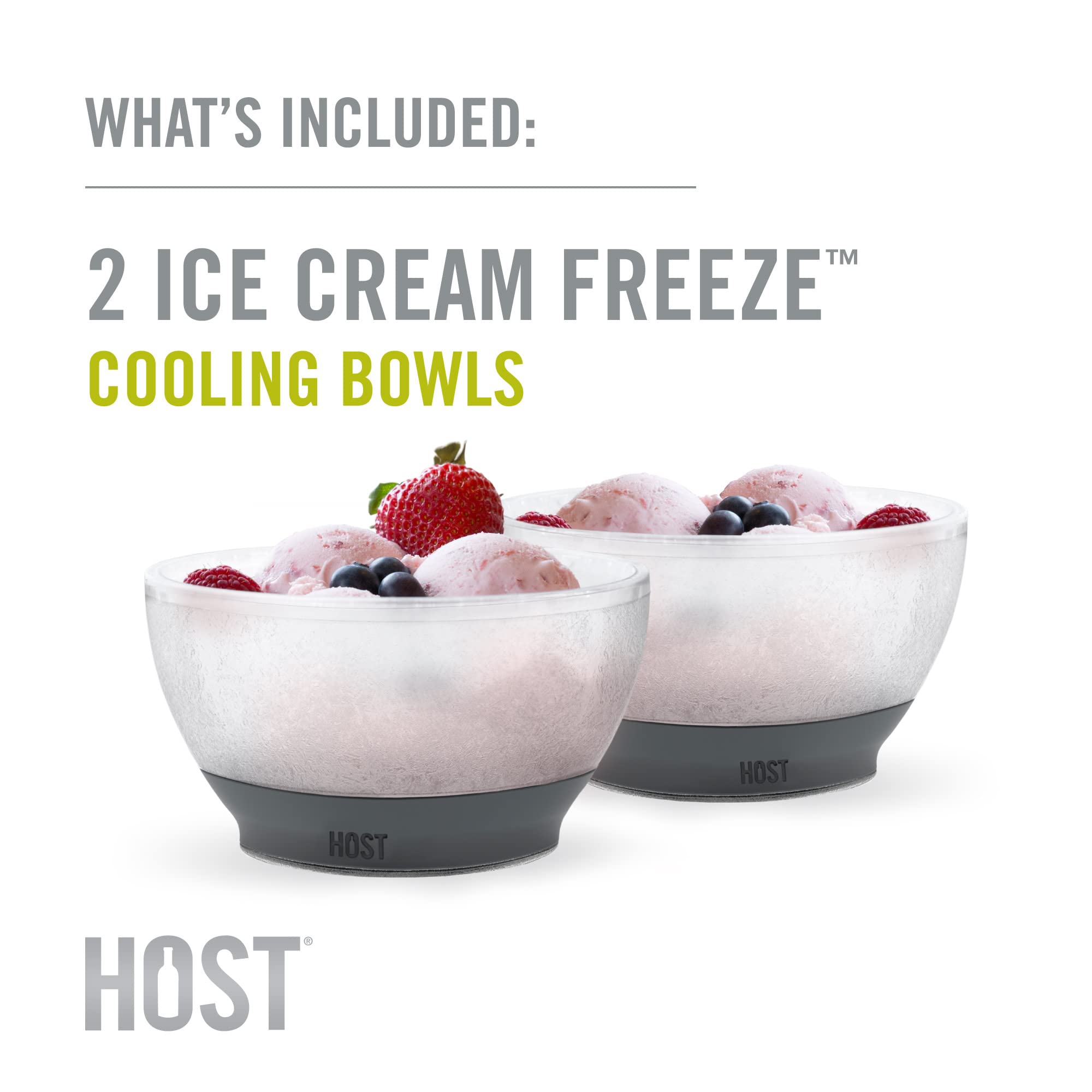 Host Freeze Ice Cream Comfort Silicone Grip Double Walled Insulated Bowl For Cereal, Fruit, Acai, Desserts, Outdoor Party, Kitch