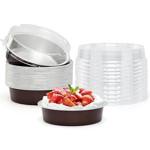 Beasea Mini Pie Pans 20 Pack Disposable Pie Tins Aluminum Pie Pan with Lids  4 Inch Round Oven Baking Mini Cake Pan 8 Oz Foil Pan for Pie Tart Quiche