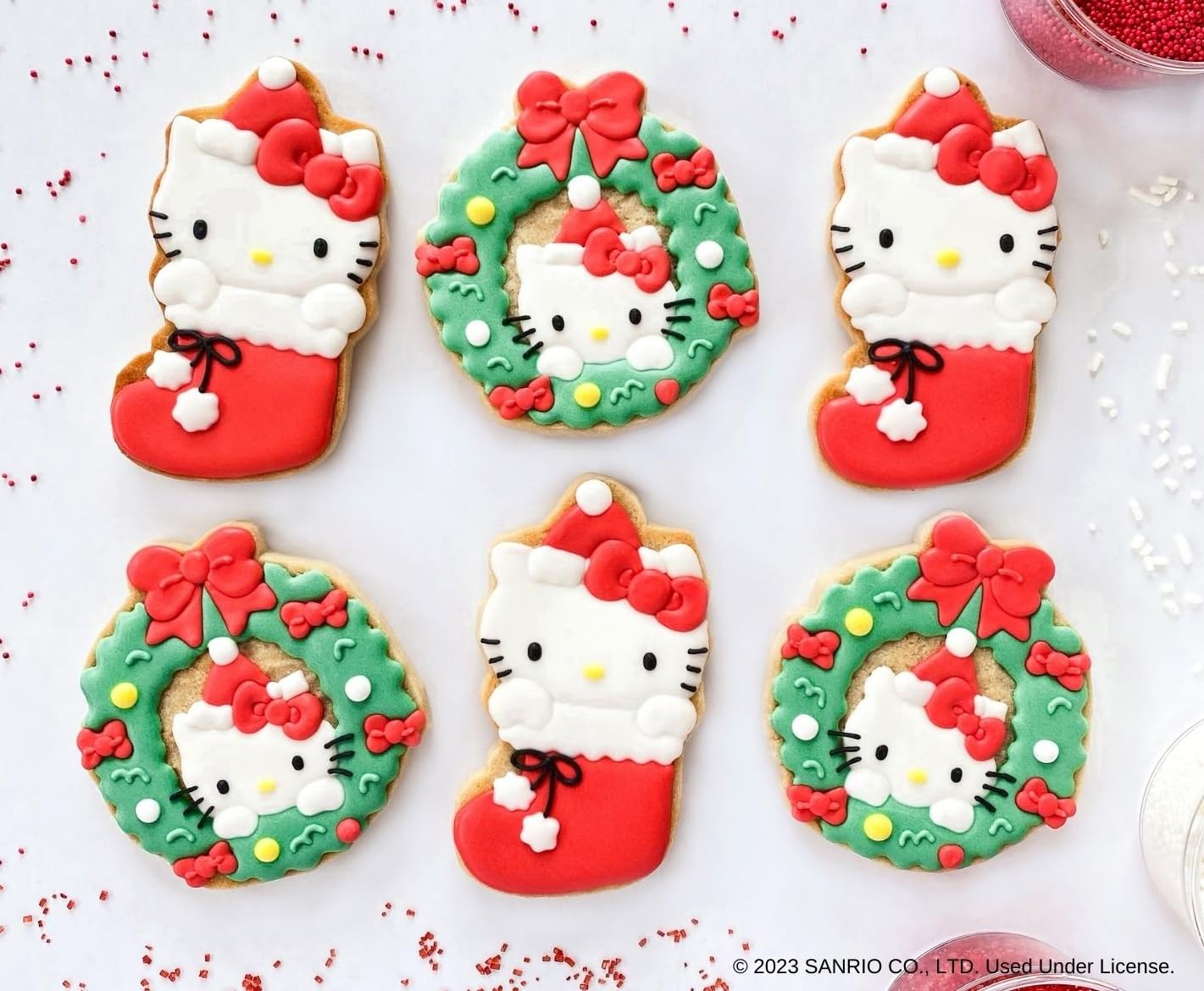 Handstand Kitchen Hello Kitty Holiday Cookie Party Set With Cookie Stamps, Frosting Bag, Spatula And More