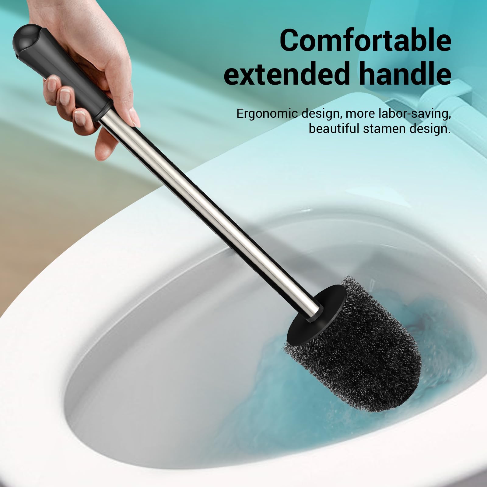 Toilet Brush And Holder, Compact Size Toilet Bowl Brush With Stainless Steel Handle, Small Size Plastic Holder Easy To Hide, Spa