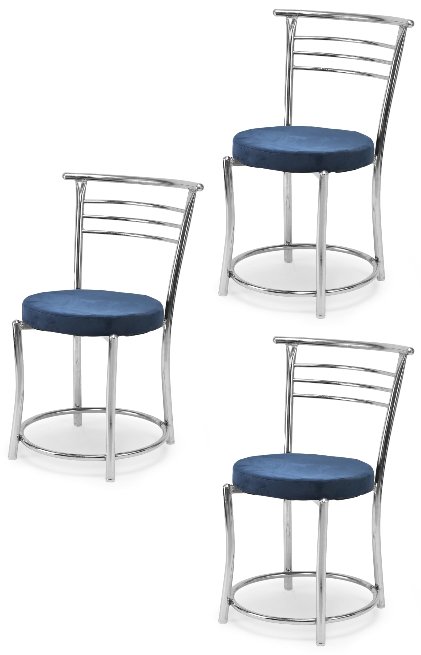 Goyal Steel & Furniture Chairs For Dining Table, Steel Chair, Dining Chair With Comfortable Cushion (3, Blue, Standard)