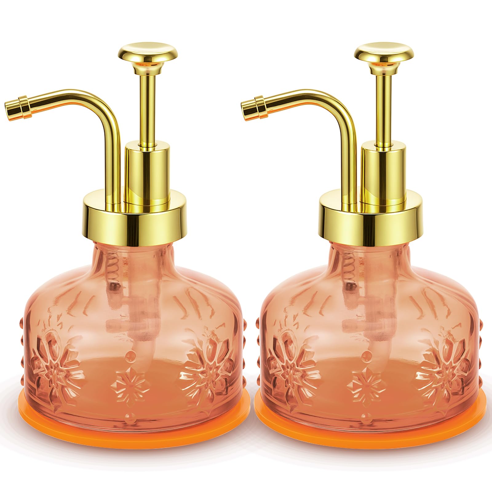 Tioncy 2 Pcs Christmas Bathroom Gift Antique Soap Dispenser Kitchen Bathroom Countertop Glass Soap Pump Dispenser Refillable Rus