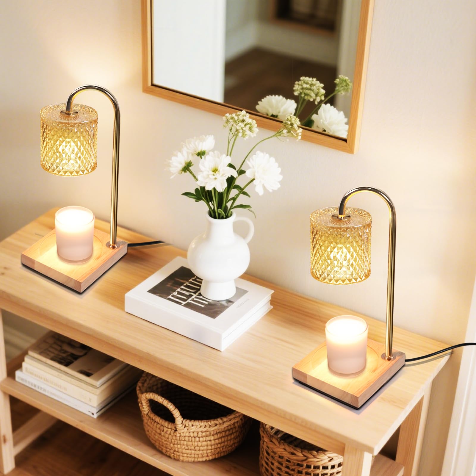 2 Pack Candle Warmer Lamp with Timer & Dimmer, Perfect Housewarming & Birthday Gifts for Women and Mom, Stylish Home Decor for S
