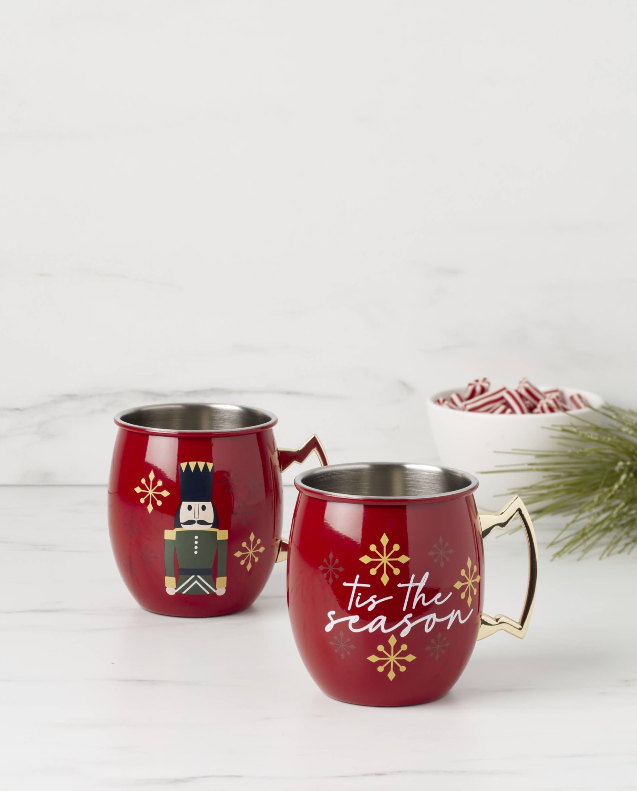 Cambridge 896215 20 Oz Nutcracker Moscow Mule Mugs, Set Of 2