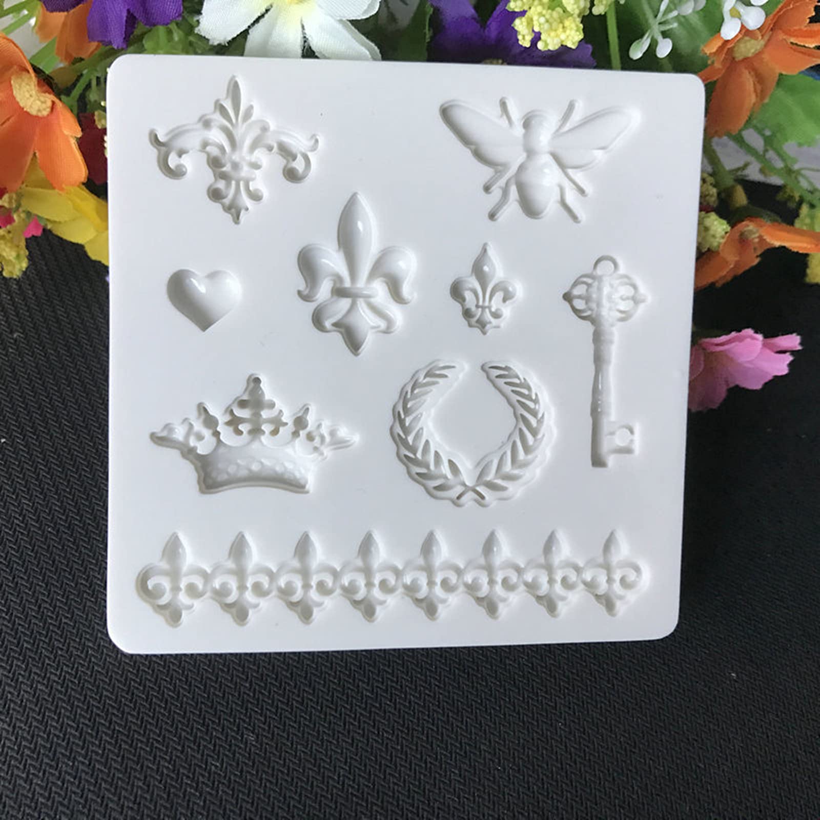 Zittop Cute Crown Fleur De Lis Heart Butterfly Collection Fondant 3D Diy Cupcake Silicone Mold Tool For Make Chocolate Hard Cand