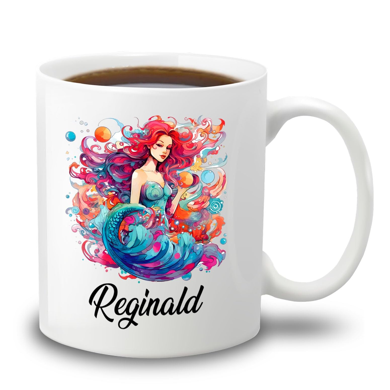 Personalized Name Mermaid Coffee Mug Cup Gift For Girlfriend Women Birthday, Customized Mermaid White Ceramic Mug 11 15 Oz, Uniq