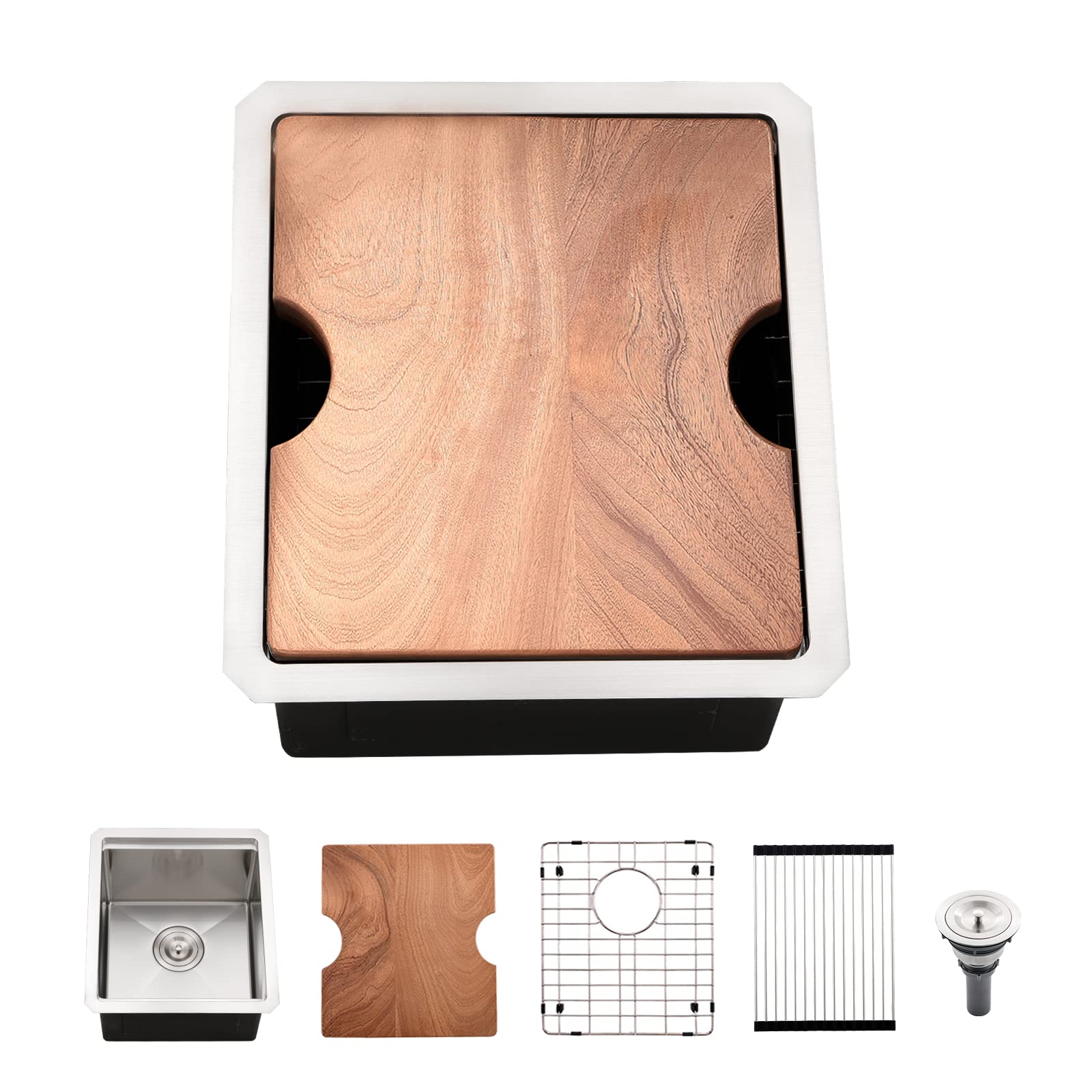 12 Inch Undermount Bar Sink Workstation, Boomhoze 12 X 15 Stainless Steel Kitchen Bar Sink Wet Bar Prep Sink Single Bowl 16 Gaug