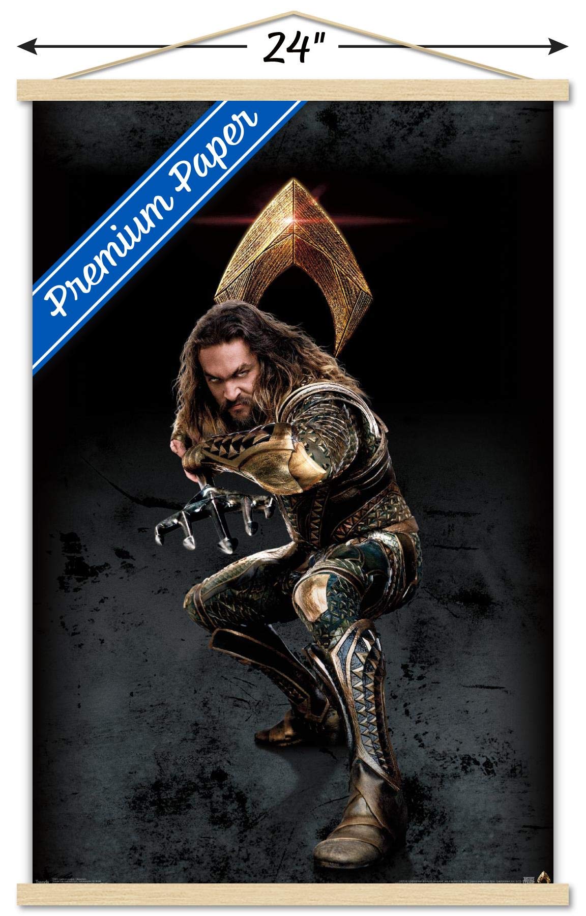 Trends International Dc Comics Movie - Justice League - Aquaman Wall Poster, 22.375'' X 34'', Premium Print And Beechwood Hanger