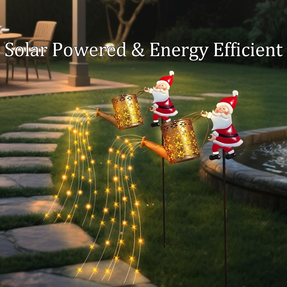 SMOCOOL Christmas Solar Kettle Light, Christmas Santa Solar Kettle Lights Garden Lawn Decorative Lights, LED Night Light Outdoor